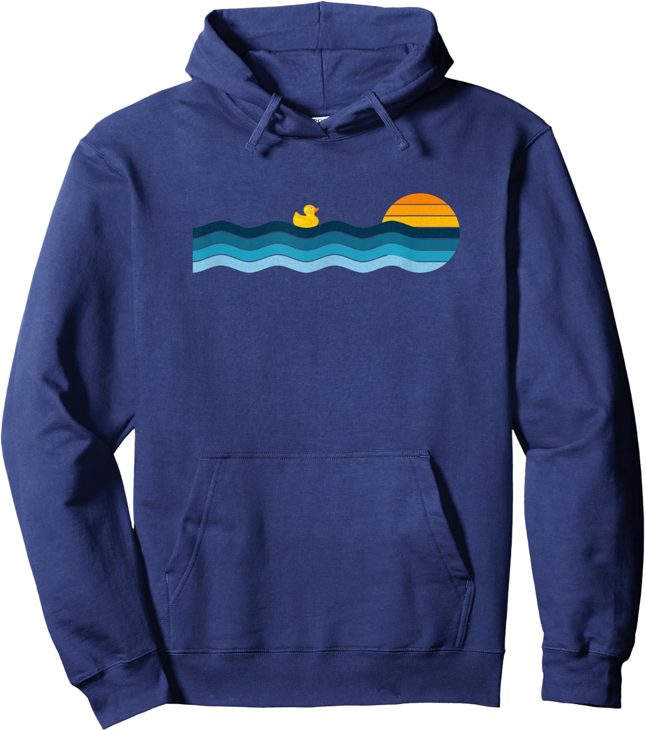 Cute Kawaii Rubber Duck - Retro Vintage Sunset Hoodie - Hoodie | Navy