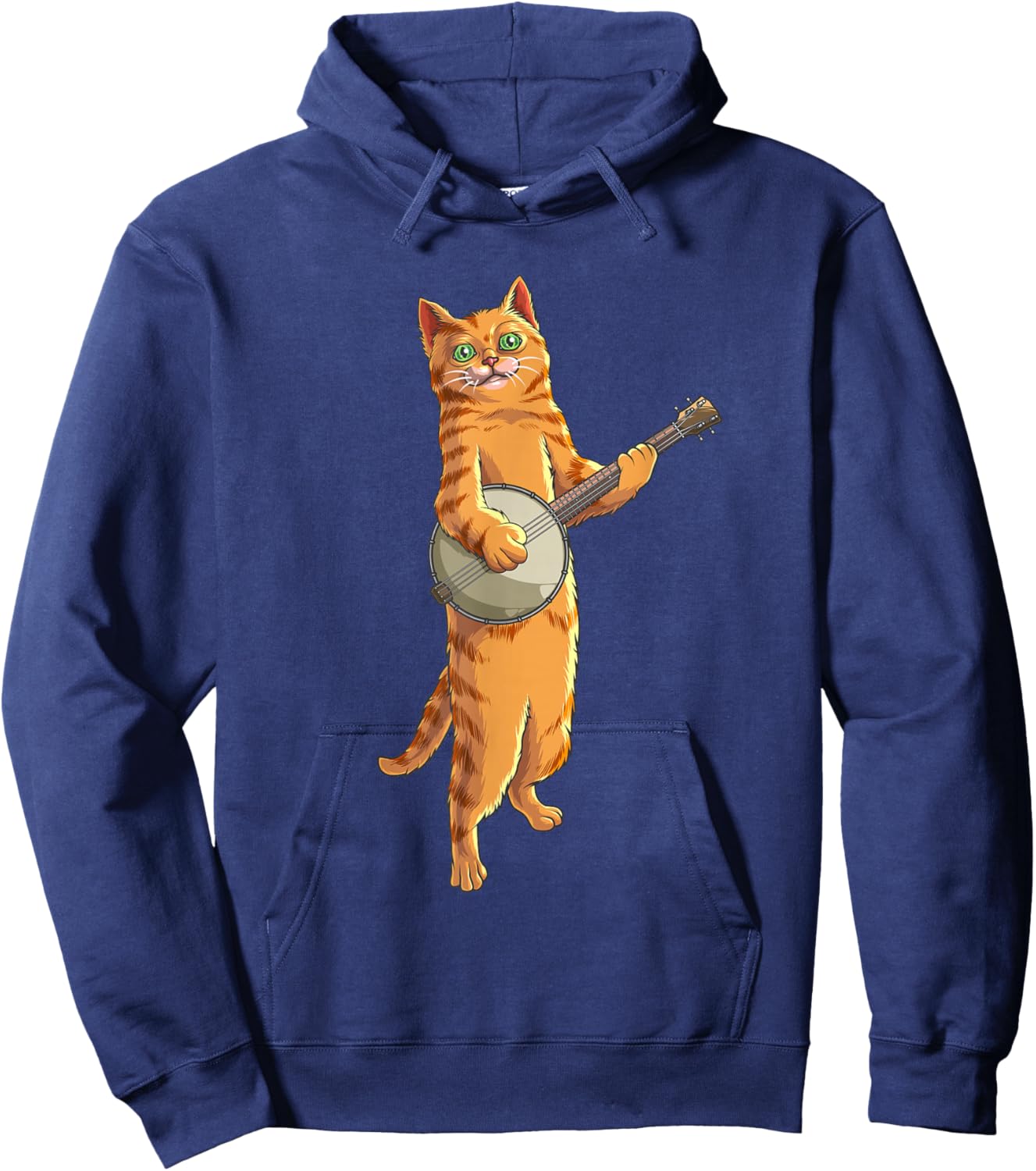 Funny Cat Playing Banjo Bluegrass | Cool Musician Gift Hoodie - Hoodie | Navy