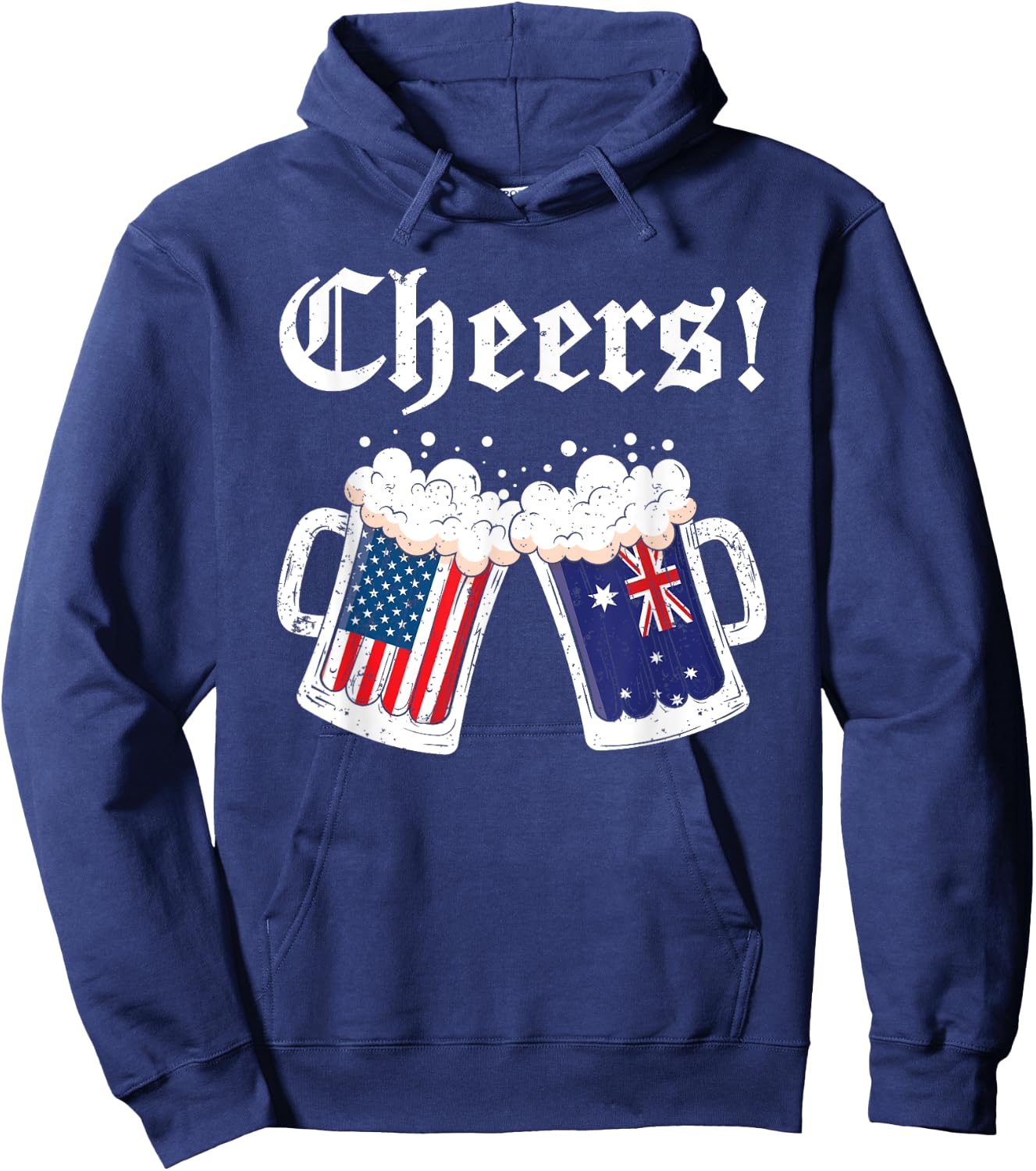 Cheers Shirt Australian American Flag Beer Mug Cheers Women Men Hoodie - Hoodie | Navy