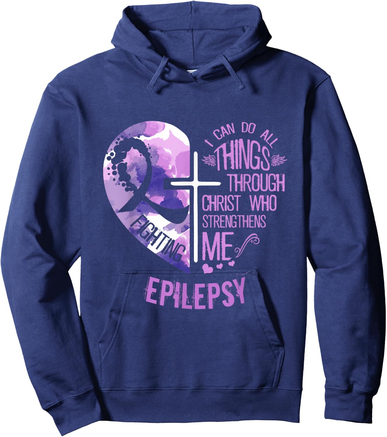 I Can Do All Things Through Christ - Epilepsy Awareness Hoodie - Hoodie | Navy