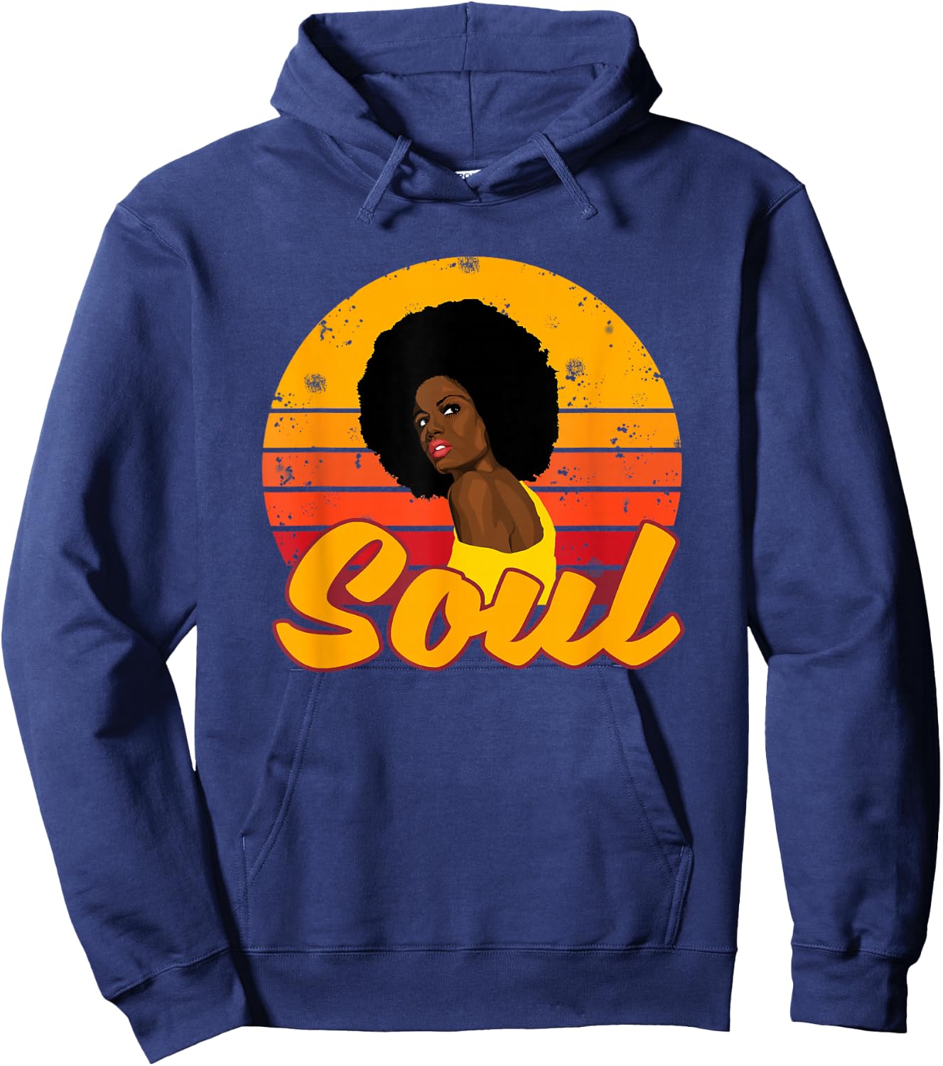 African American 70s 80s Funk Afro Disco Soul Melanin Queen Hoodie - Hoodie | Navy
