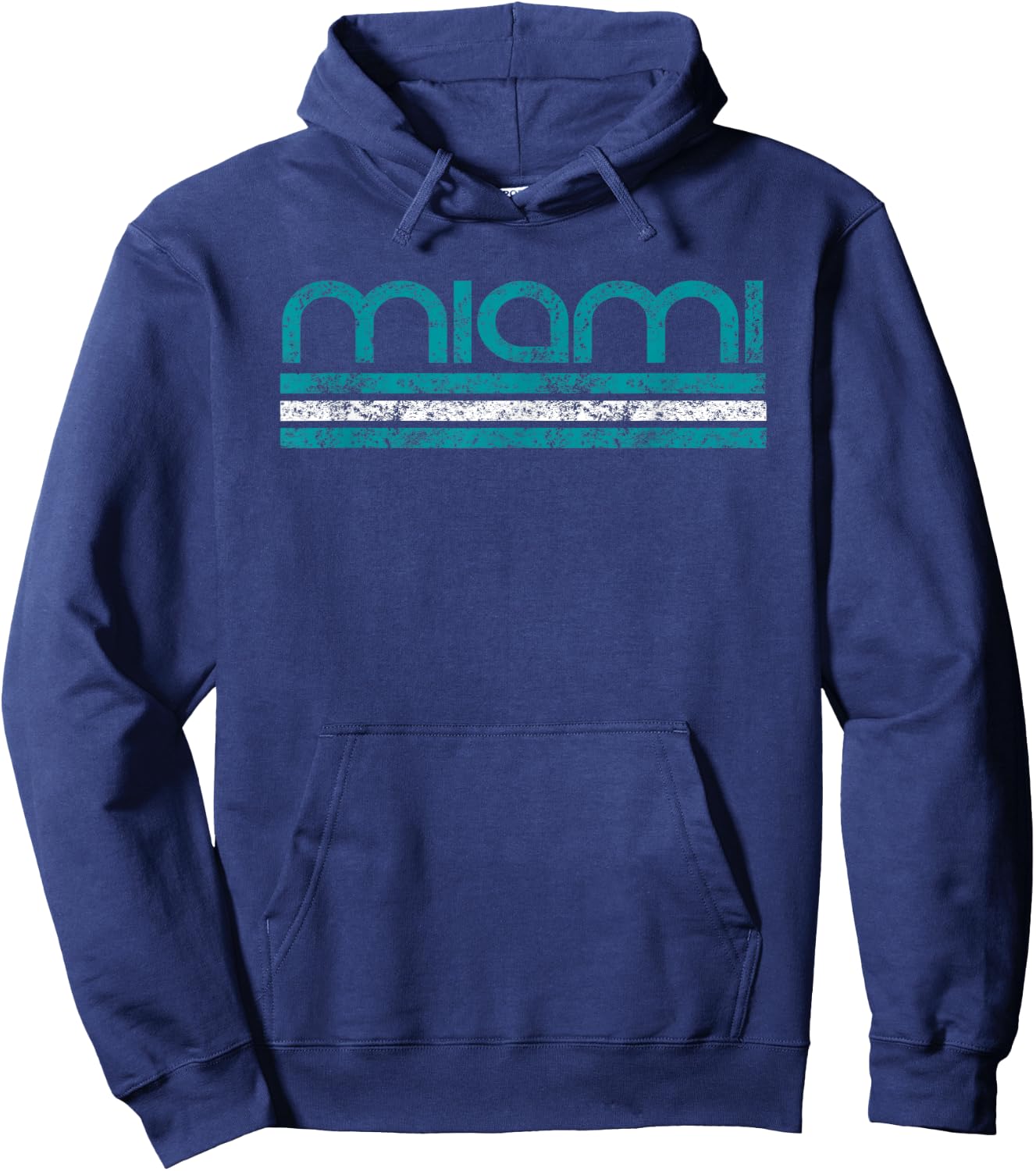 Miami Florida Retro Vintage Weathered Hoodie - Hoodie | Navy