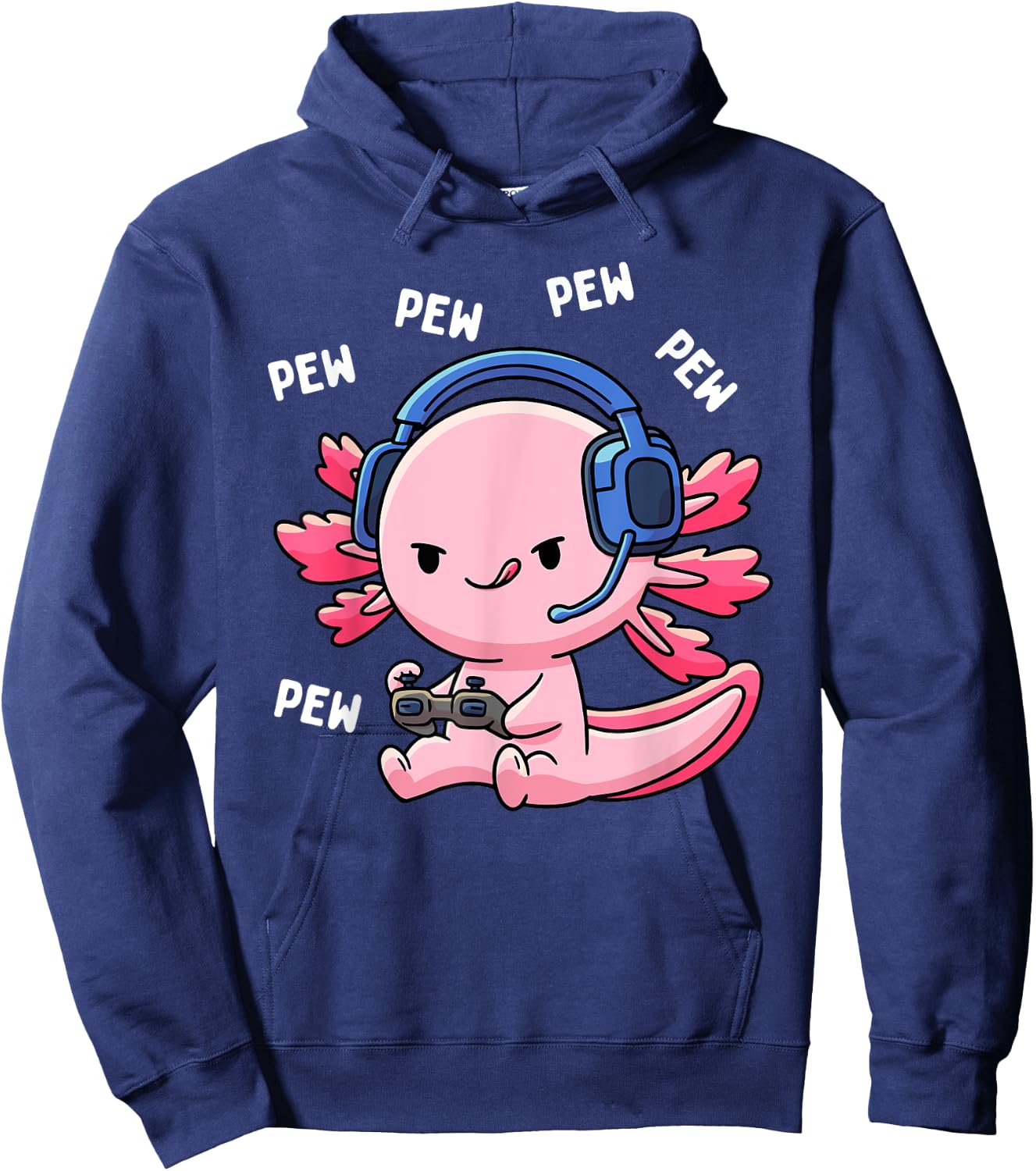 Axolotl Gaming Kids Boys Girls Anime Video Game Pew Gamer Small Hoodie - Hoodie | Navy