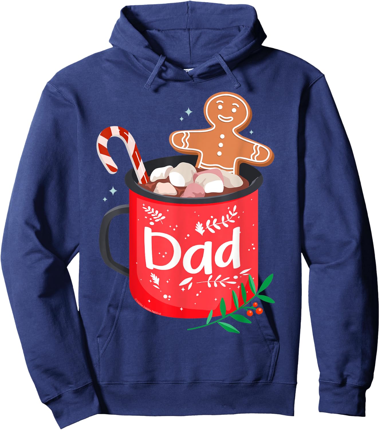 Christmas Matching Family Cocoa Mug with Candy Cane DAD Hoodie - Hoodie | Navy