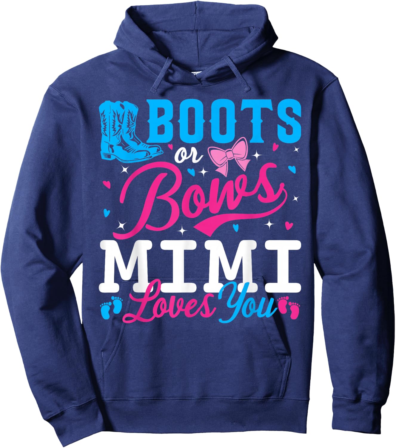 Boots Or Bows Mimi Loves You Baby Gender Reveal Matching Hoodie - Hoodie | Navy