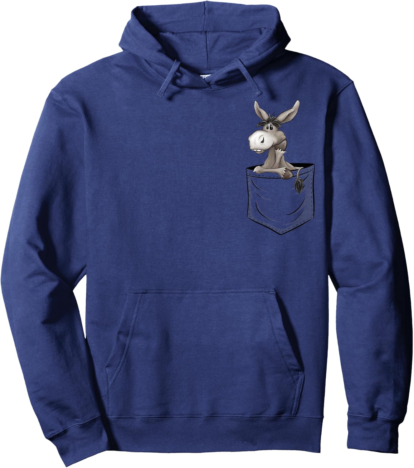 Quirky Wildlife Skizzenmonster Fun Bored Stubborn Donkey in Pocket - Men's Black Cartoon Animal Casual - Small Hoodie - Hoodie | Navy