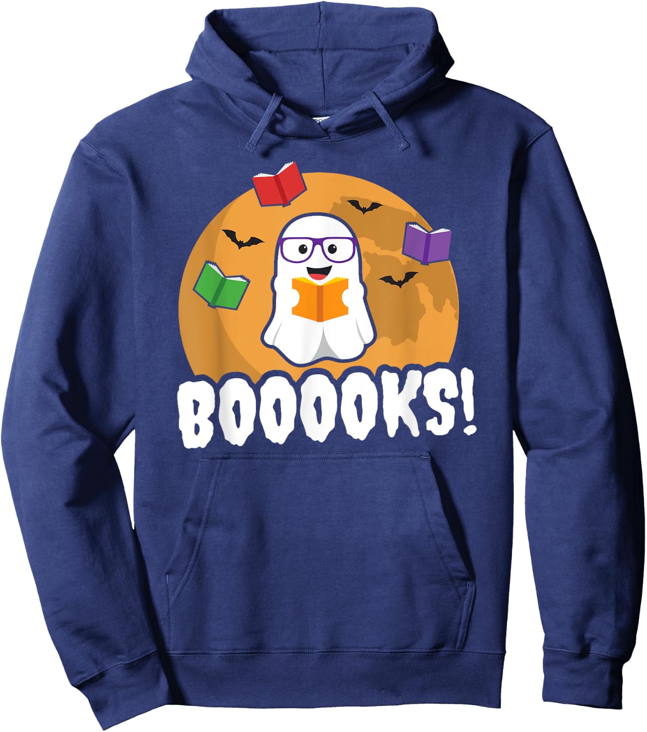 Booooks Ghost T Shirt Boo Read Books Library Gift Funny Hoodie - Hoodie | Navy