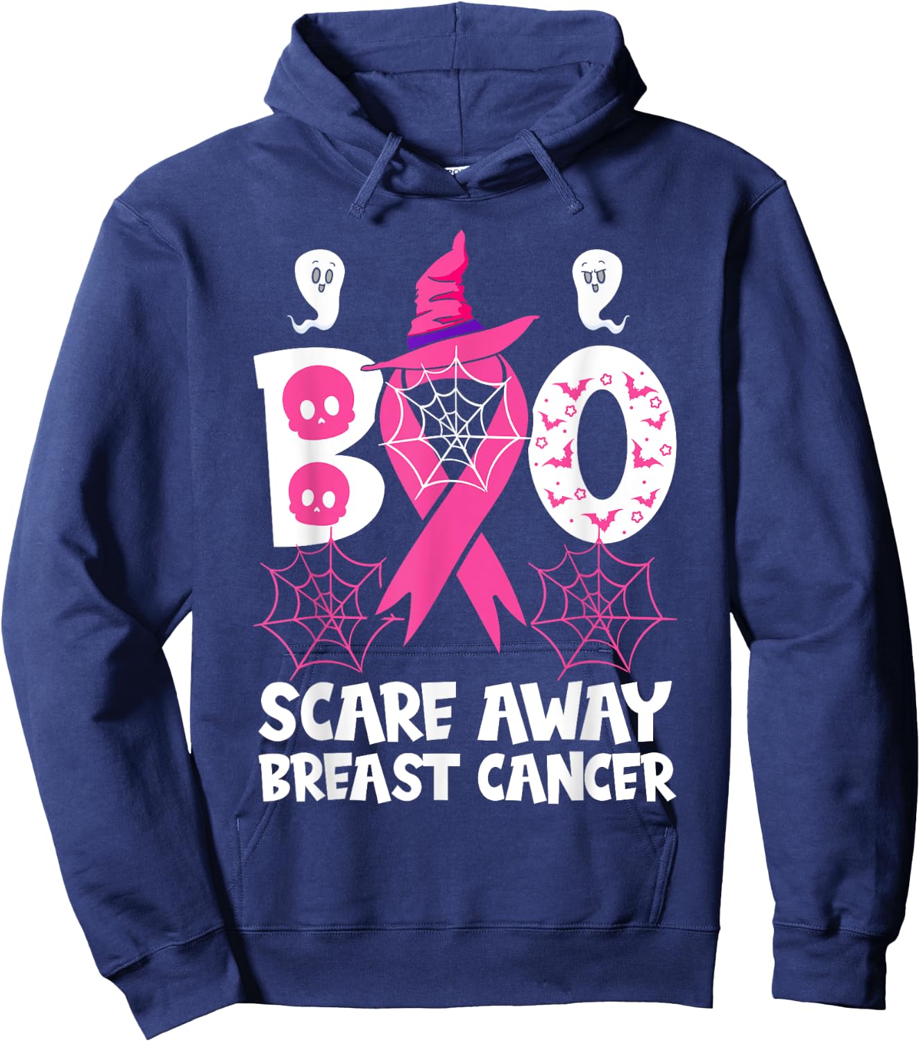 Breast Cancer Halloween Party Pink Ribbon Witch Survivor Hoodie - Hoodie | Navy