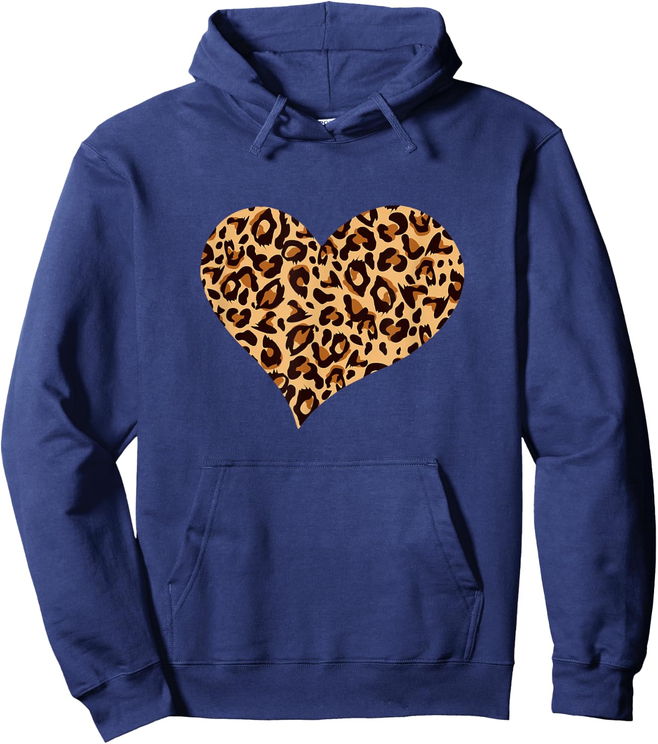 Cute Cheetah Leopard Print Heart Hoodie - Hoodie | Navy