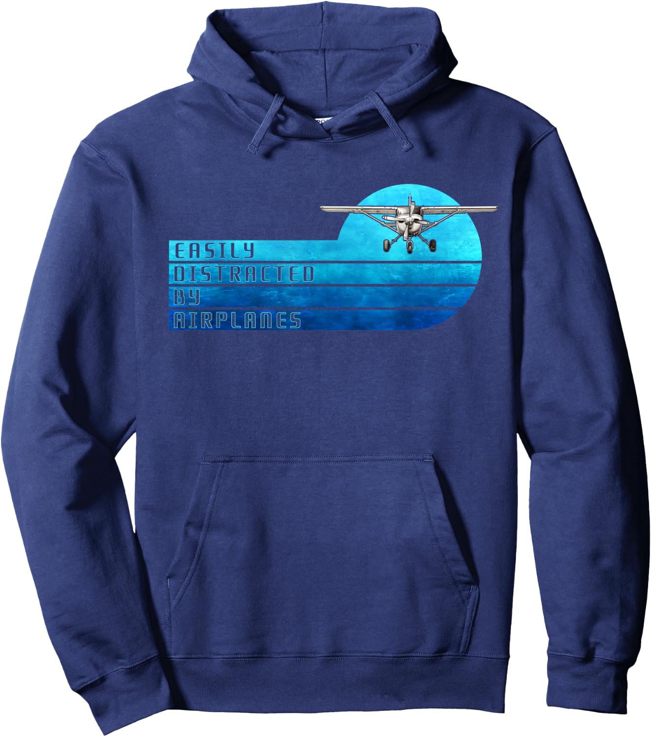 Easily Distracted By Airplanes Funny Pilot Aviation Hoodie - Hoodie | Navy