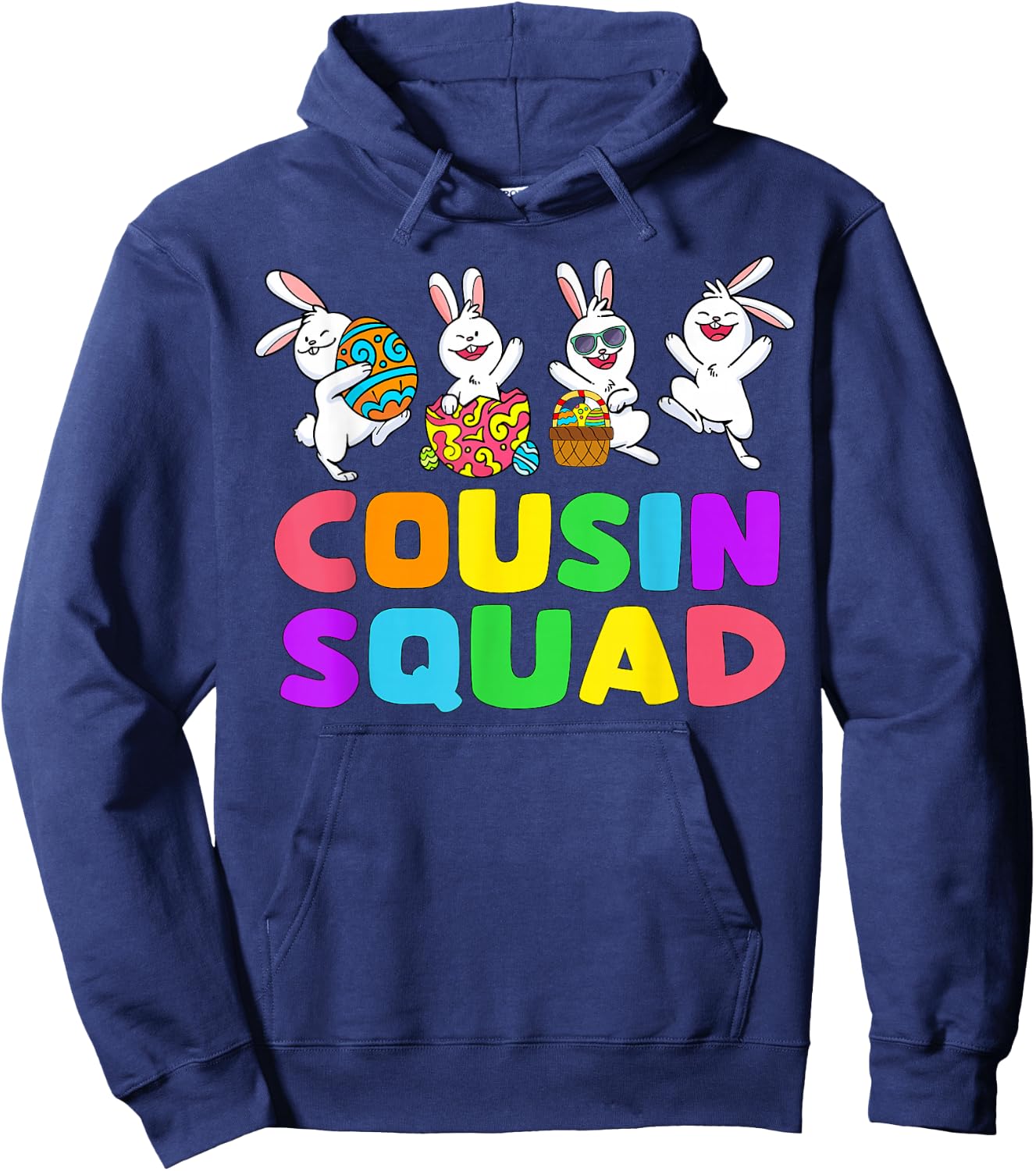Easter Cousin Crew Squad Boys Cute Rabbits Easter Bunny Eggs Hoodie - Hoodie | Navy
