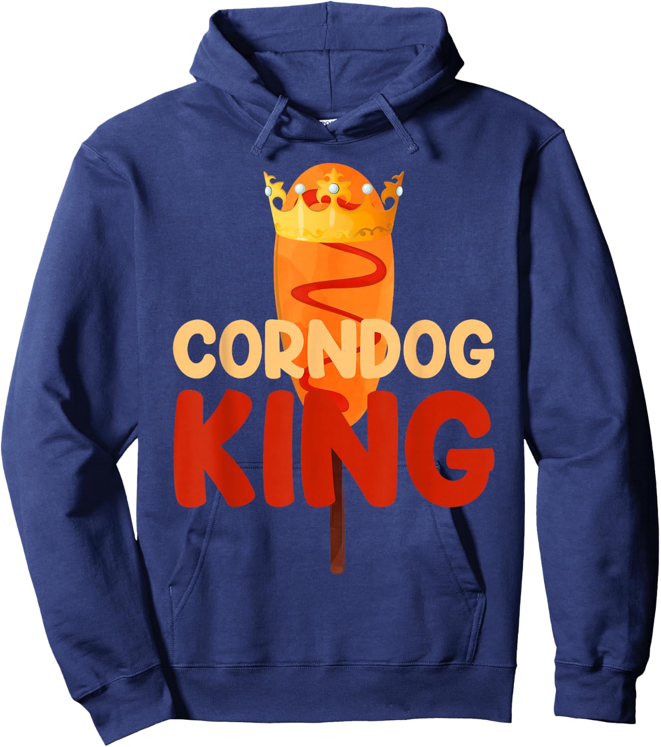Corn Dog King Funny Corndog Hot Dog Sausage Stick men kids Hoodie - Hoodie | Navy