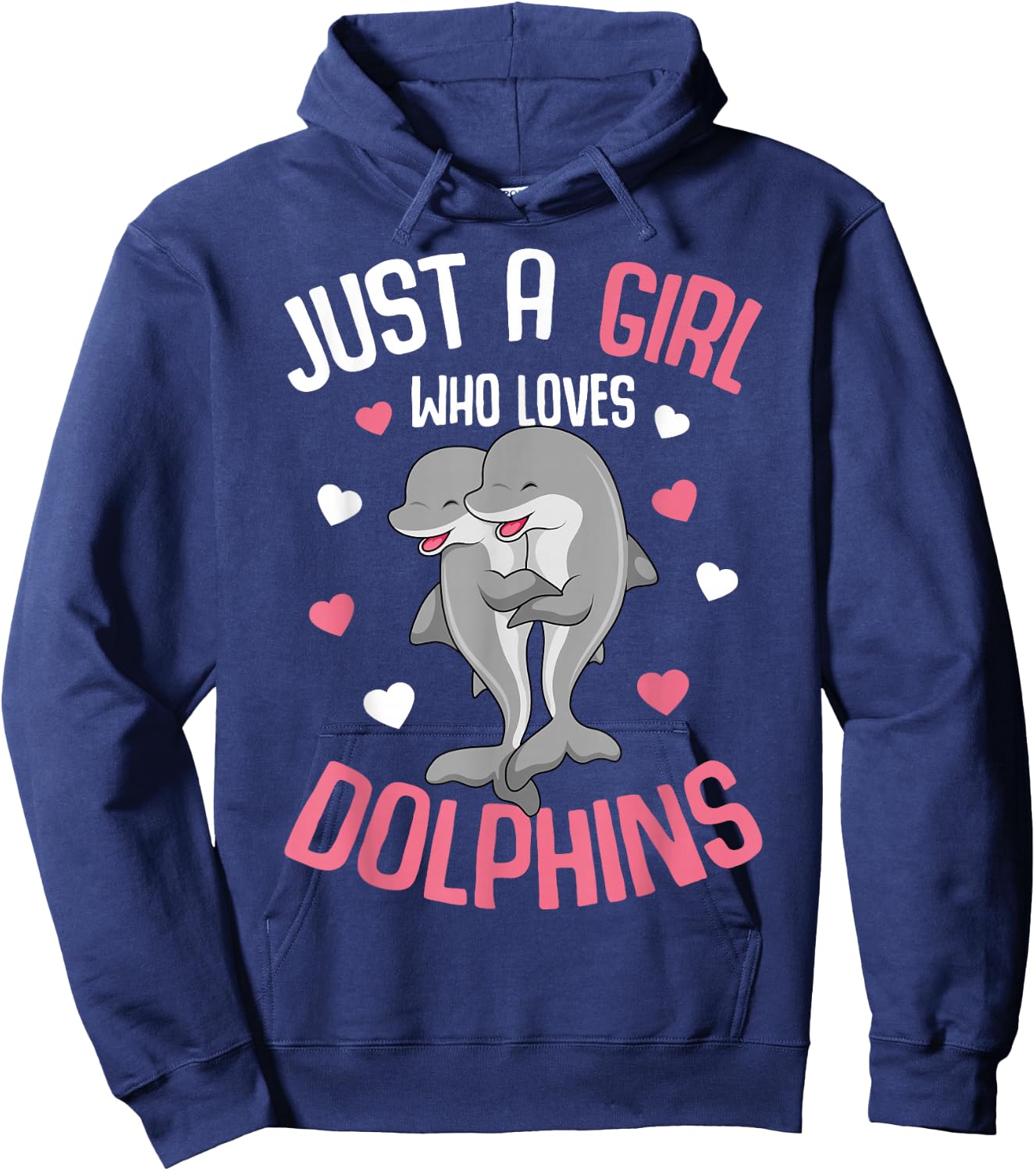 Just A Girl Who Loves Dolphins Kids Girls Dolphin Hoodie - Hoodie | Navy