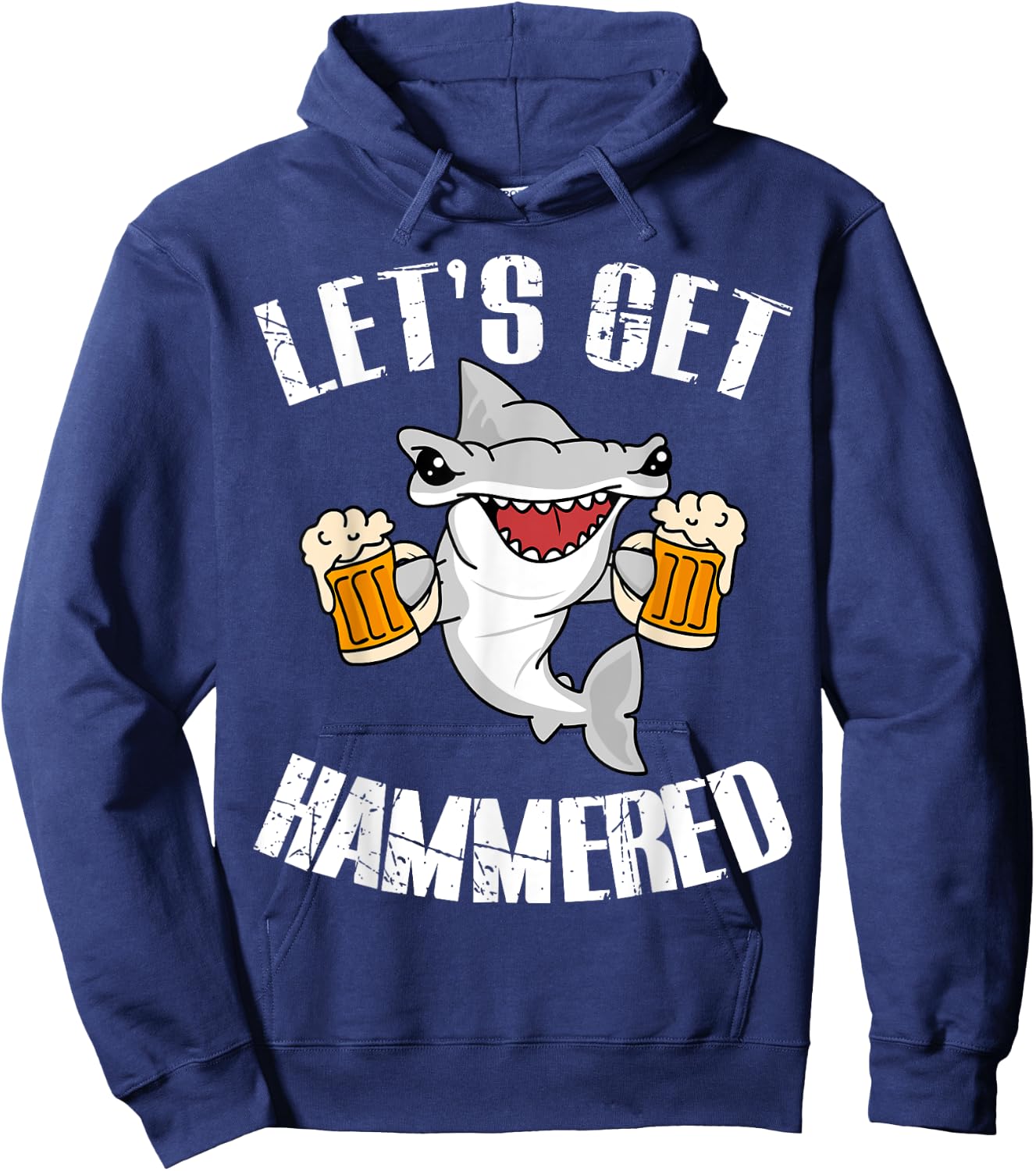 Let's Get Hammered Hammerhead Shark Beer Shirt Hoodie - Hoodie | Navy