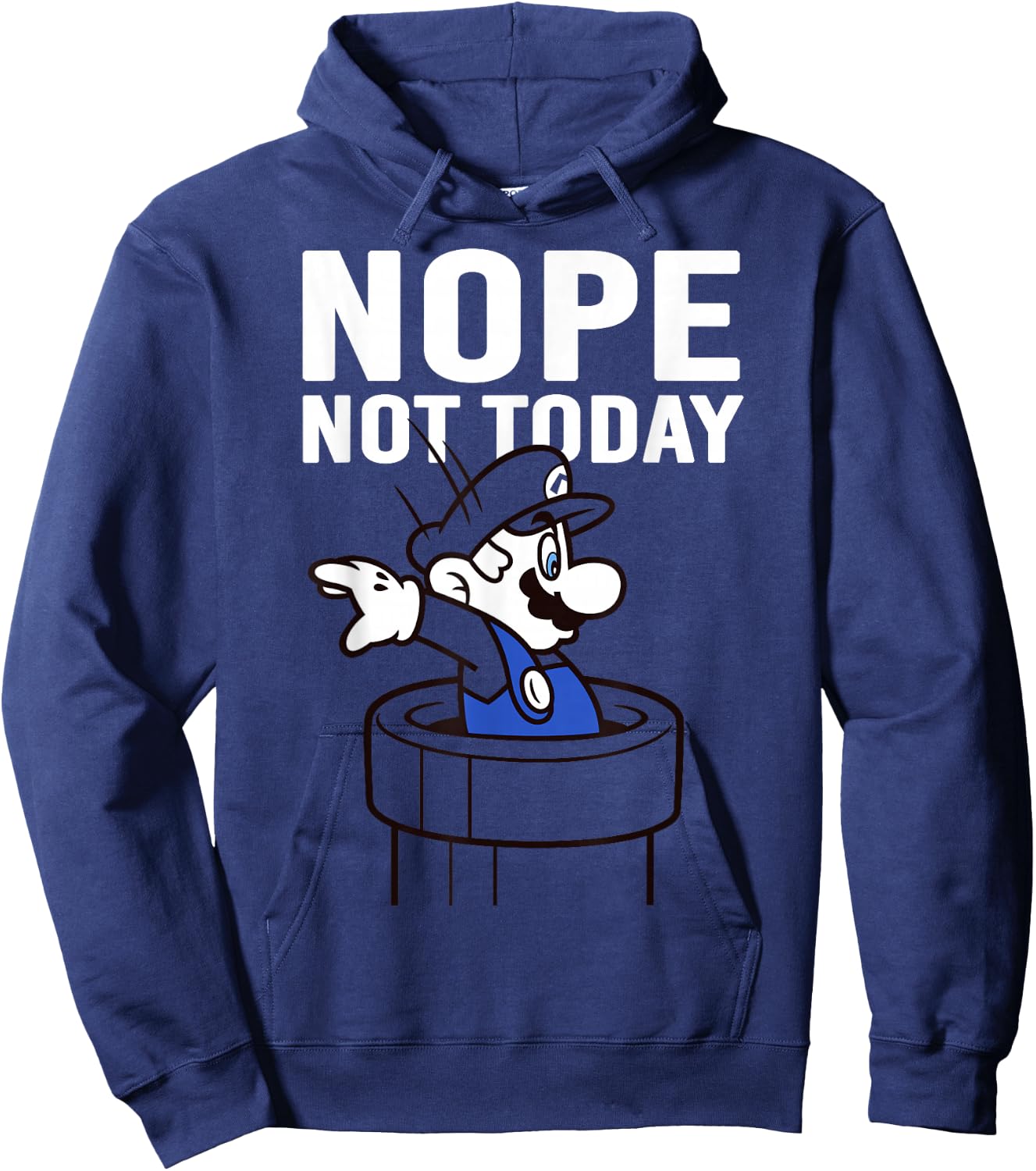 Super Mario Warp Pipe Nope Not Today Action Portrait Hoodie - Hoodie | Navy