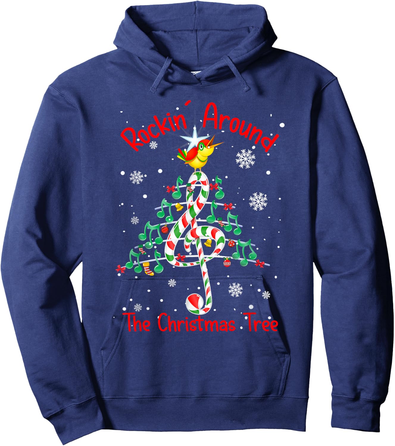 Rockin' Around The Christmas Tree Music Note Music Teacher Men Women Hoodie - Hoodie | Navy