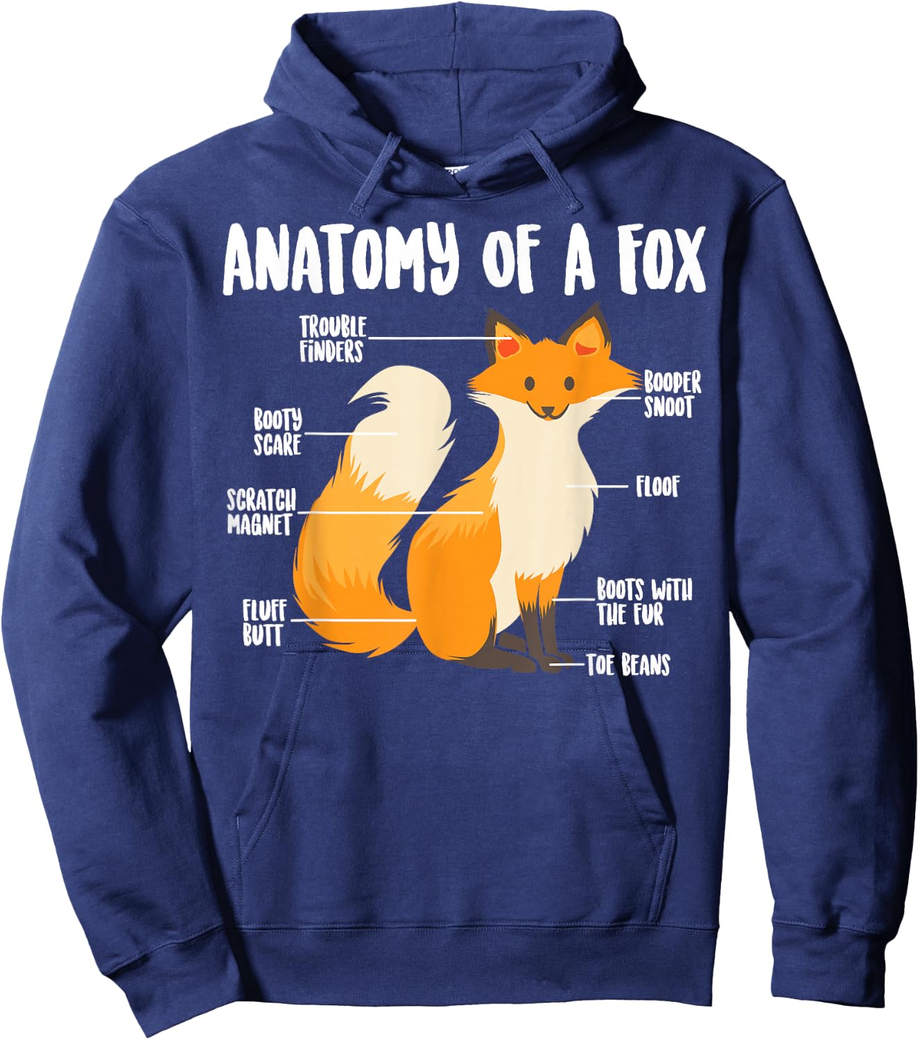 Anatomy of A Fox | Cute Sweet Carnivore Funny Animal Gift Hoodie - Hoodie | Navy
