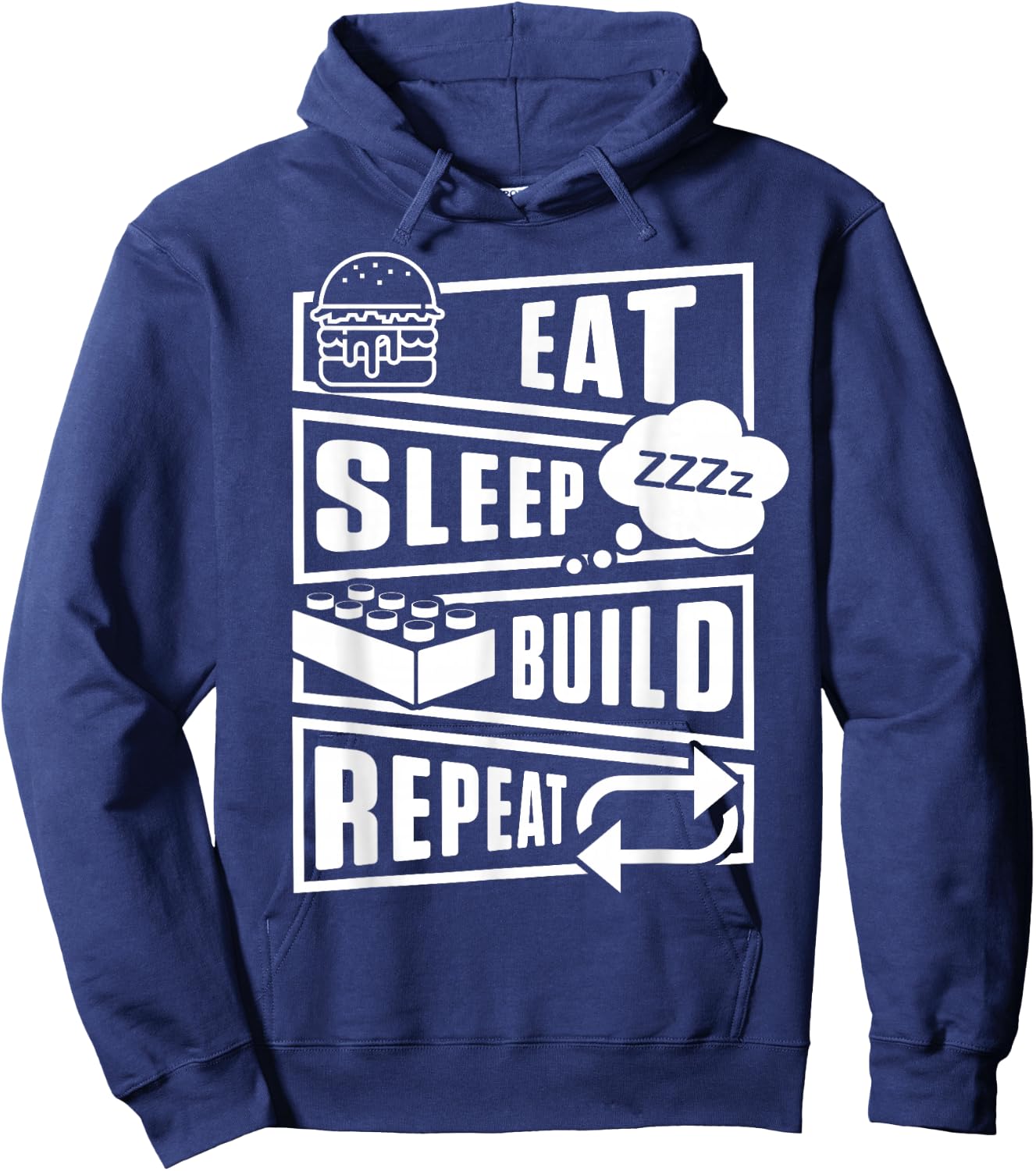 Eat Sleep Build Master Builder Construction Building Blocks Hoodie - Hoodie | Navy