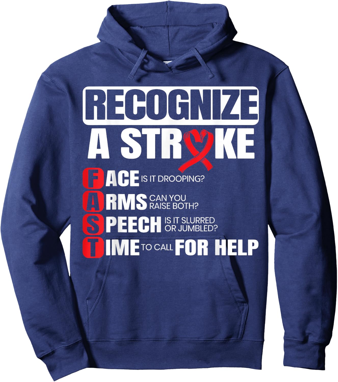 Recognize A Stroke Awareness Brain Attack I Wear Red Hoodie - Hoodie | Navy