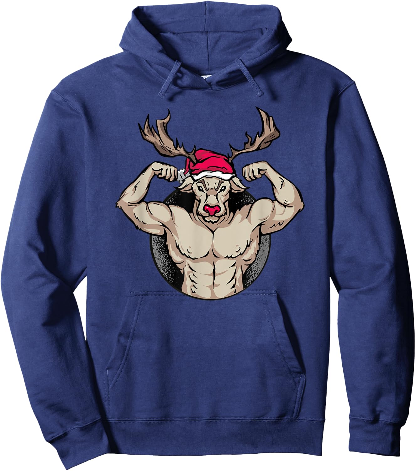Strong Reindeer with Muscles Christmas Bodybuilding GYM Hoodie - Hoodie | Navy