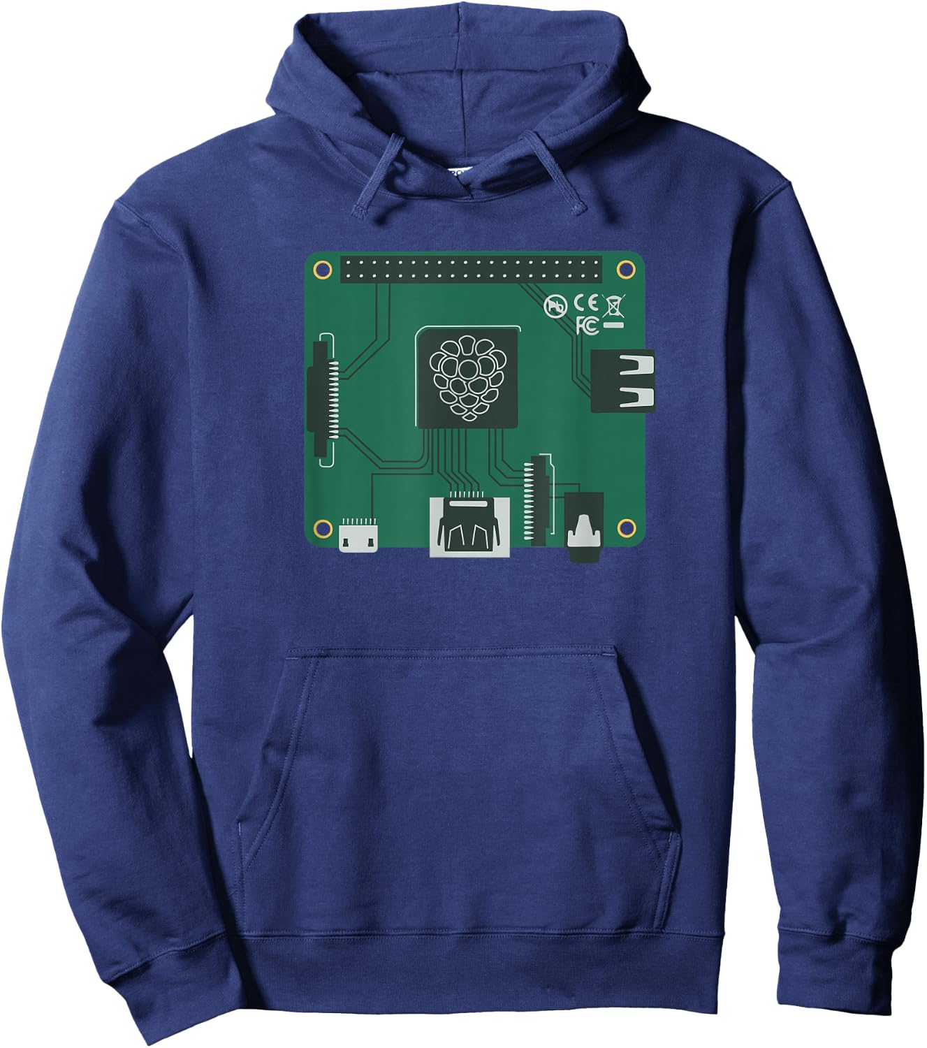 Green Raspberry Pi (Micro Computer Design) Hoodie - Hoodie | Navy