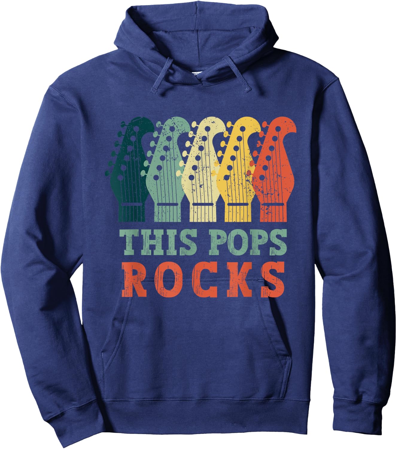 This Pops Rocks Guitar Vintage Fathers Day Retro Music Lover Hoodie - Hoodie | Navy