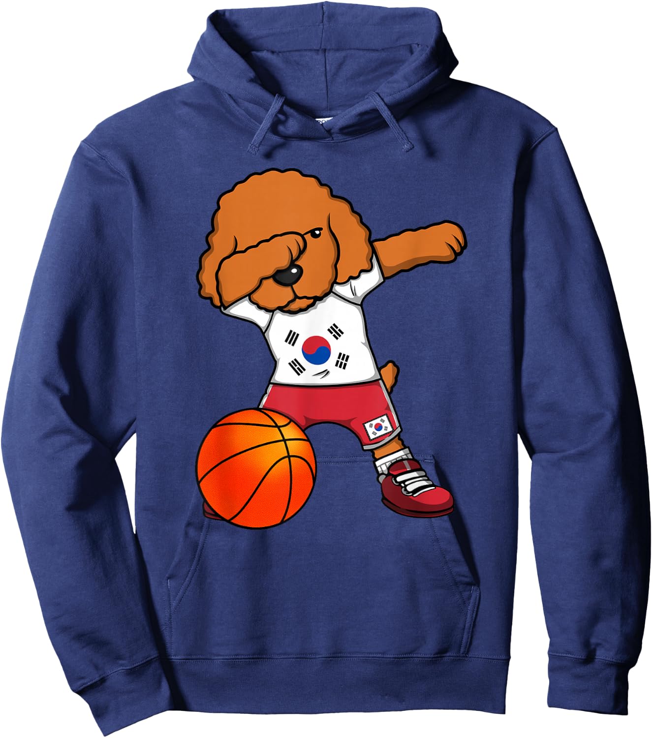 Dabbing Poodle South Korea Jersey Korean Basketball Fans Hoodie - Hoodie | Navy
