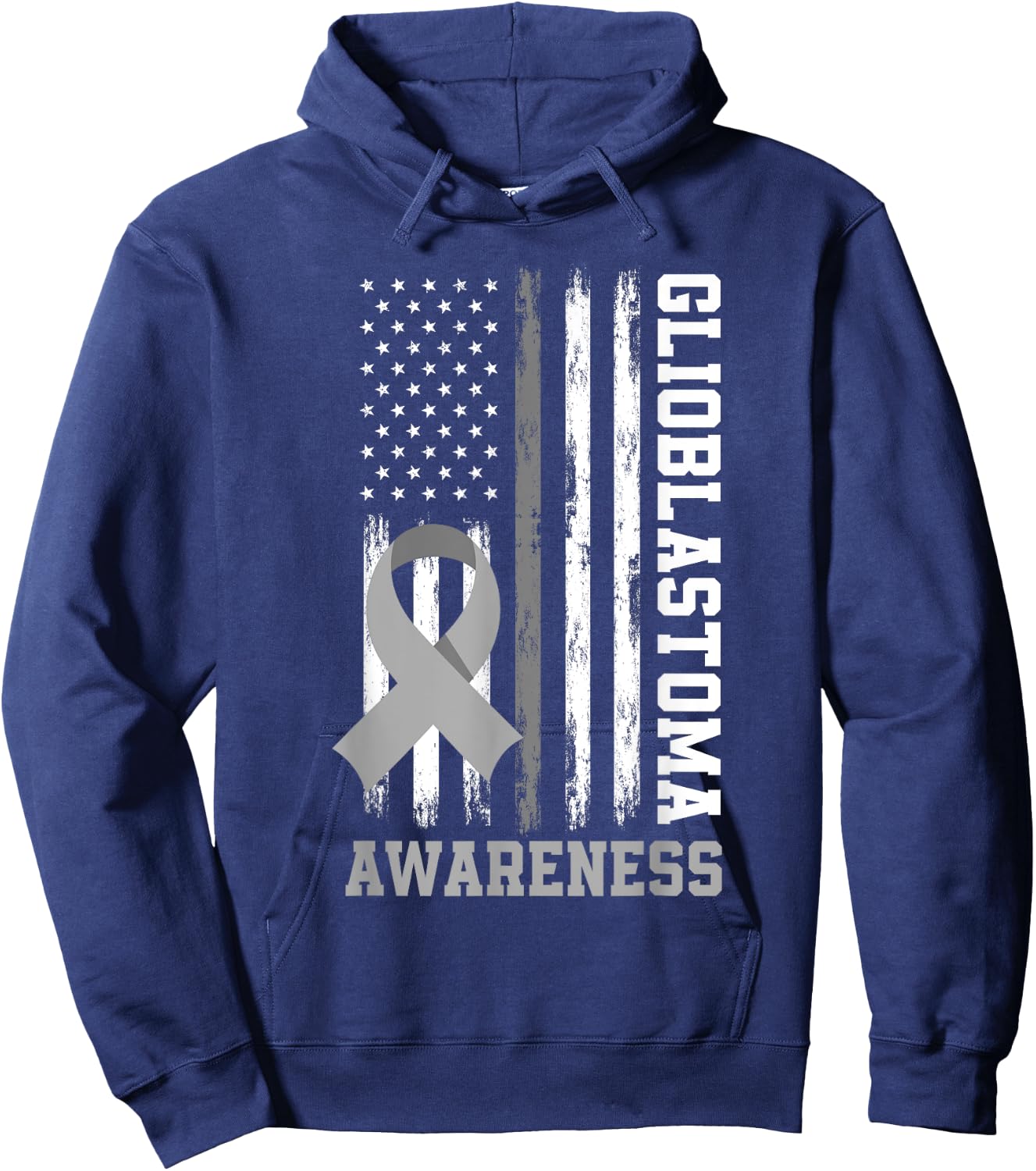 Patriotic US Flag Glioblastoma Awareness Hoodie - Hoodie | Navy