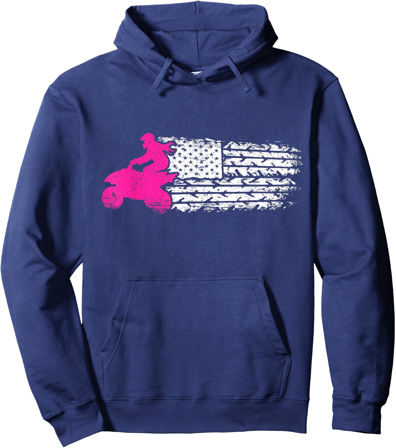 Patriotic USA Flag ATV 4-Wheeler Quad Biker Girl Hoodie - Hoodie | Navy