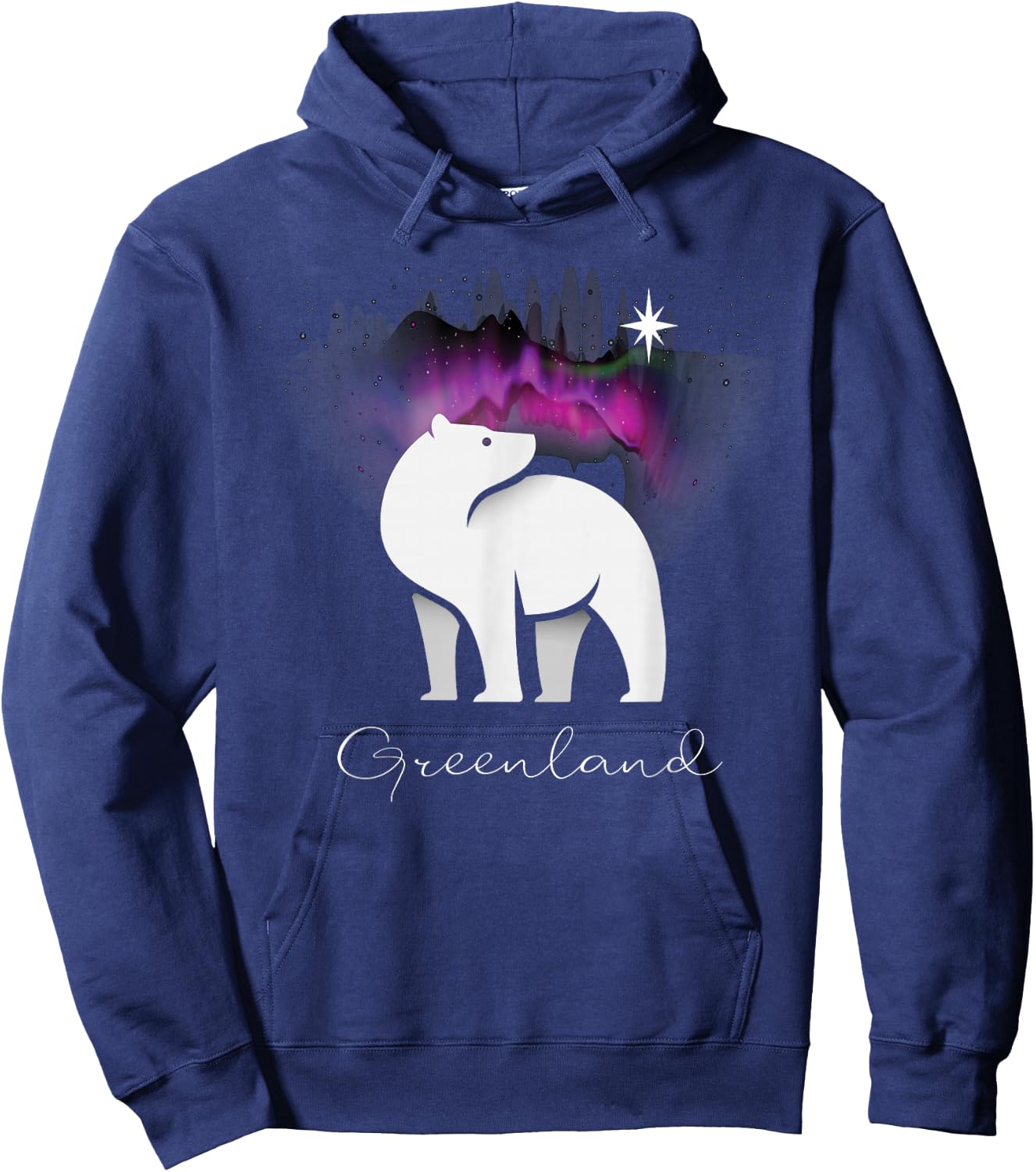 Greenland Northern Lights Arctic Polar Bear Souvenir Hoodie - Hoodie | Navy