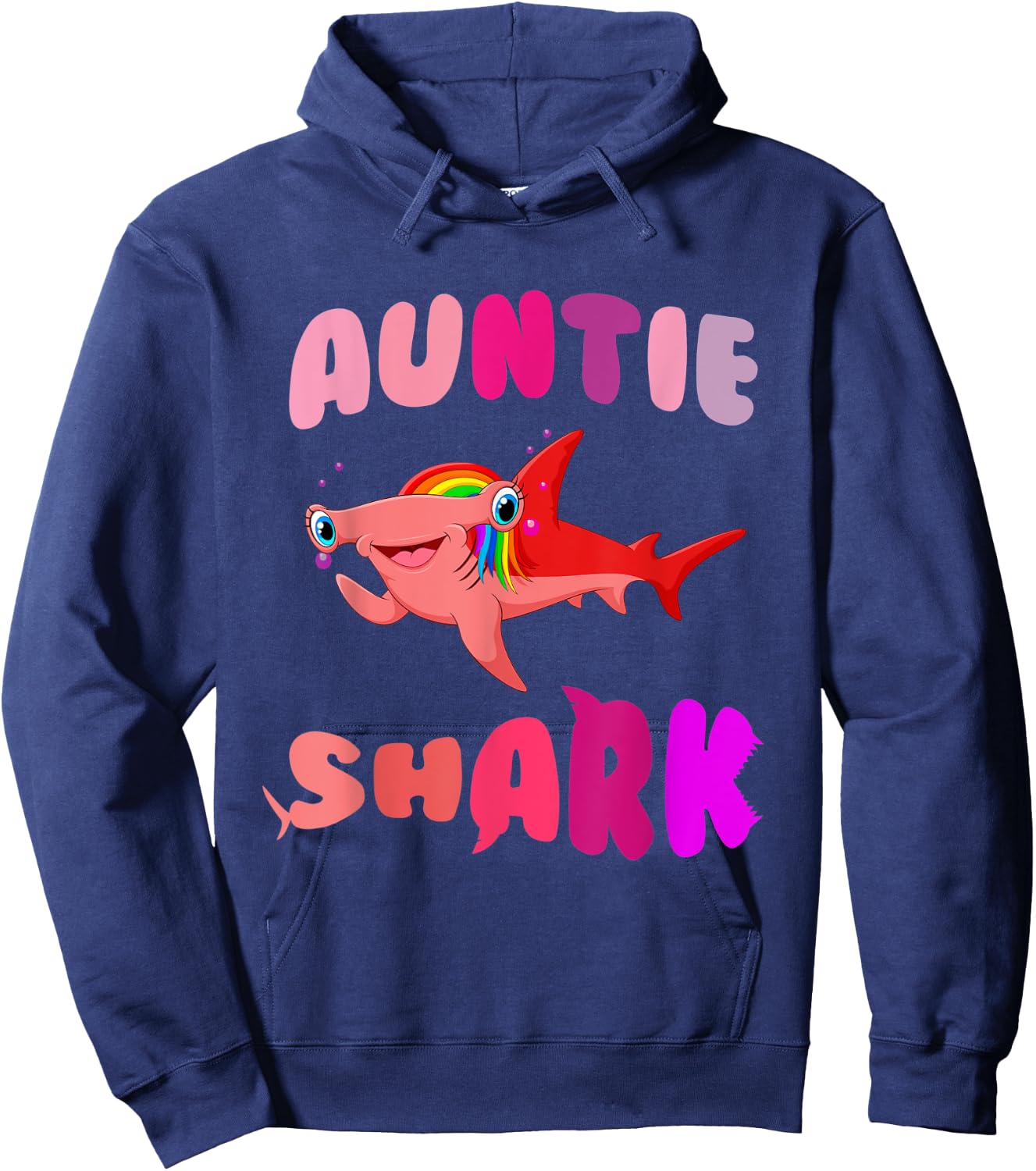 Auntie Shark hammerhead birthday family shark matching Hoodie - Hoodie | Navy