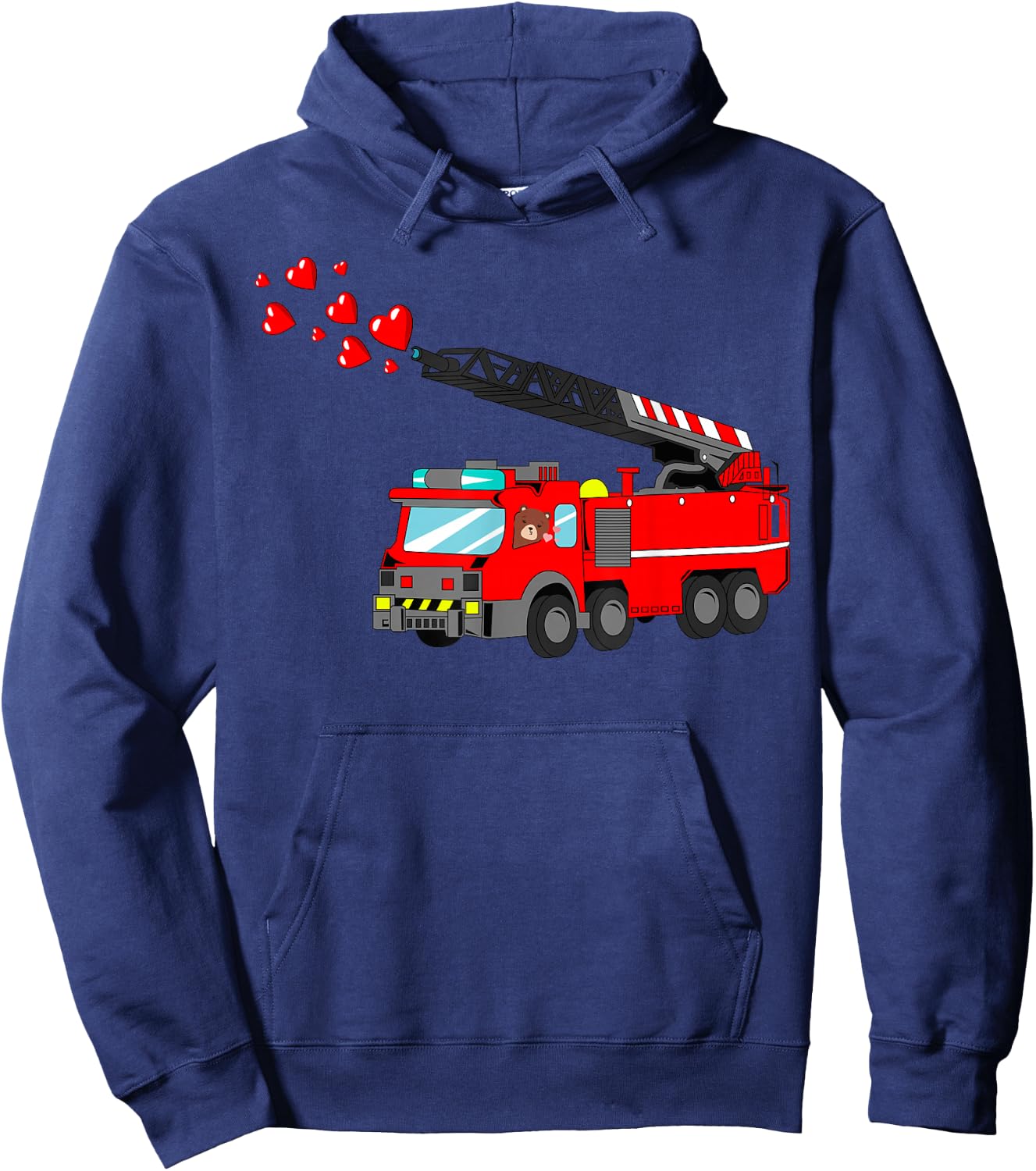 Loads Of Love FireTruck Valentine Day - Firefighter T Shirt Hoodie - Hoodie | Navy