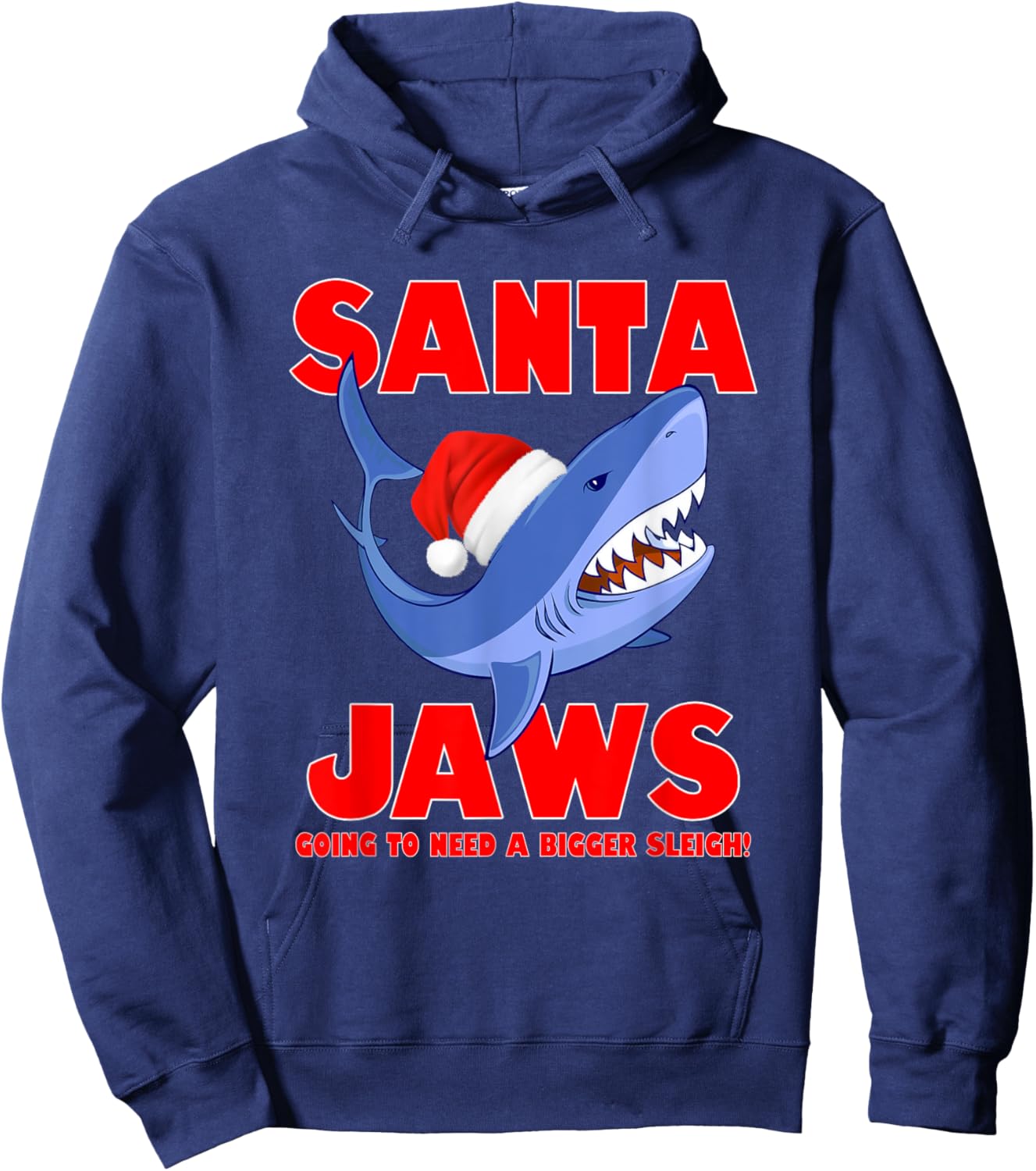 Santa Jaws shark Christmas funny design Hoodie - Hoodie | Navy