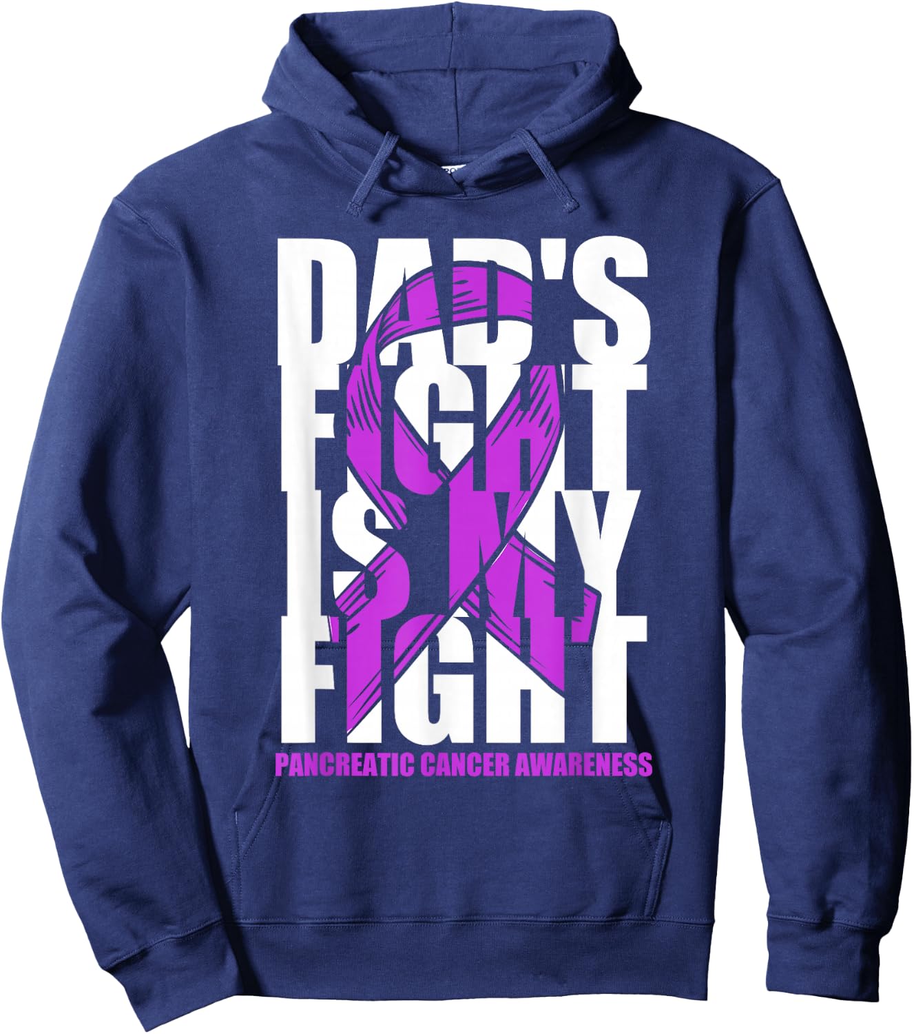 Pancreatic Cancer Awareness Purple Ribbon Dad's Fight Gift Hoodie - Hoodie | Navy