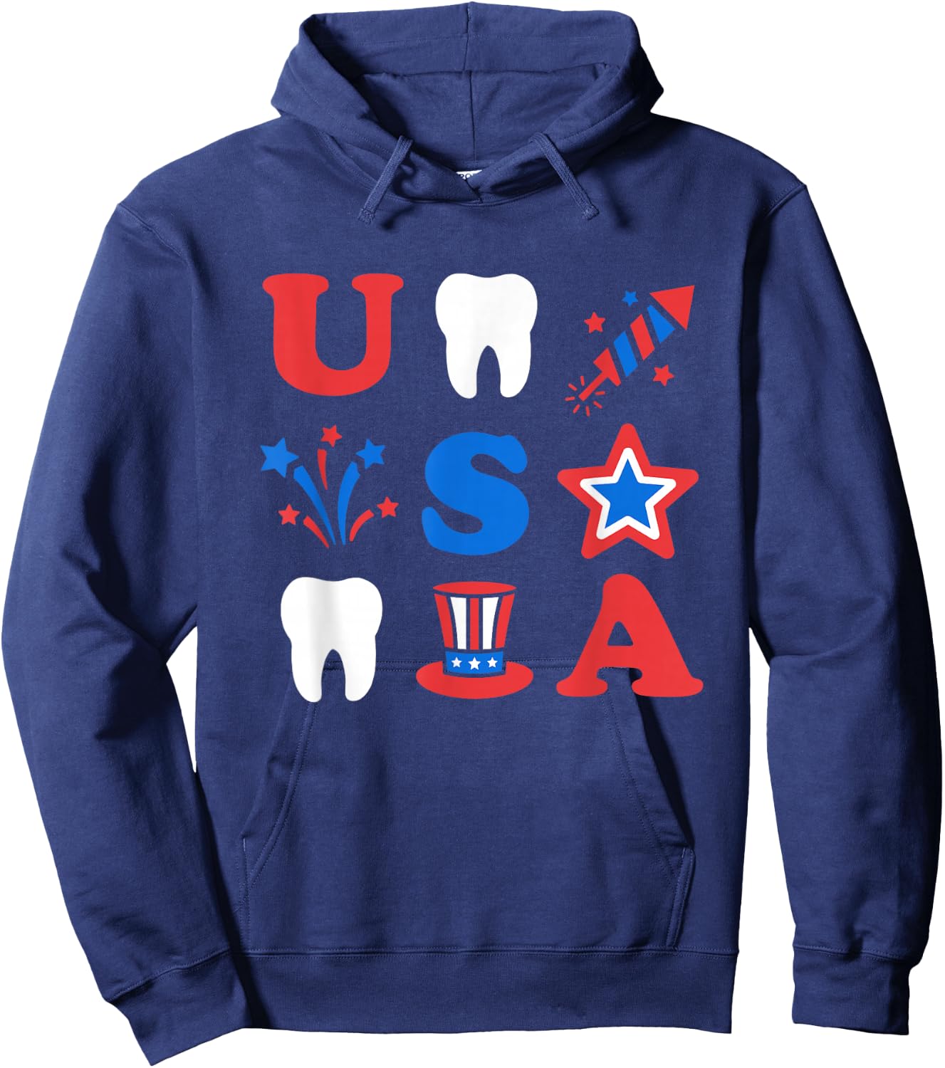 4th of July dental patriotic Memorial Day USA Hoodie - Hoodie | Navy