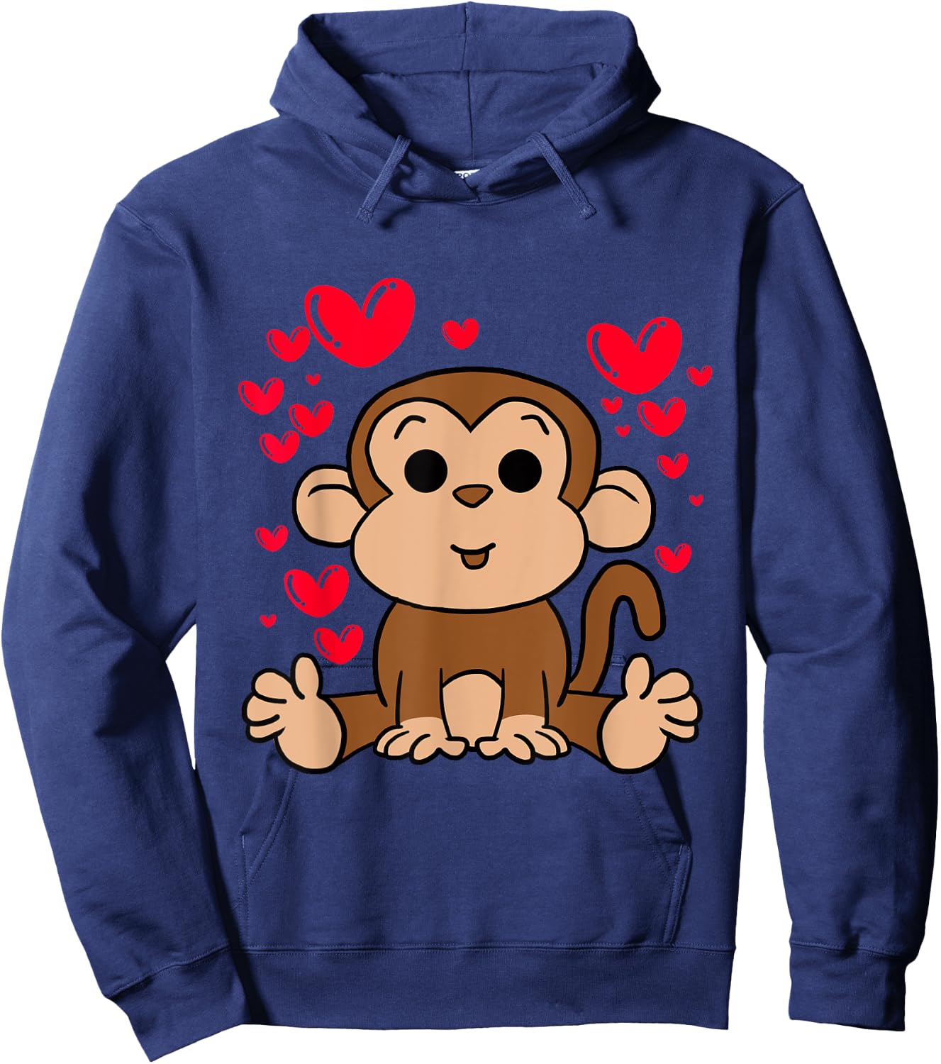 Monkey Love Valentines Day Cute Hearts Romantic Animals Hoodie - Hoodie | Navy