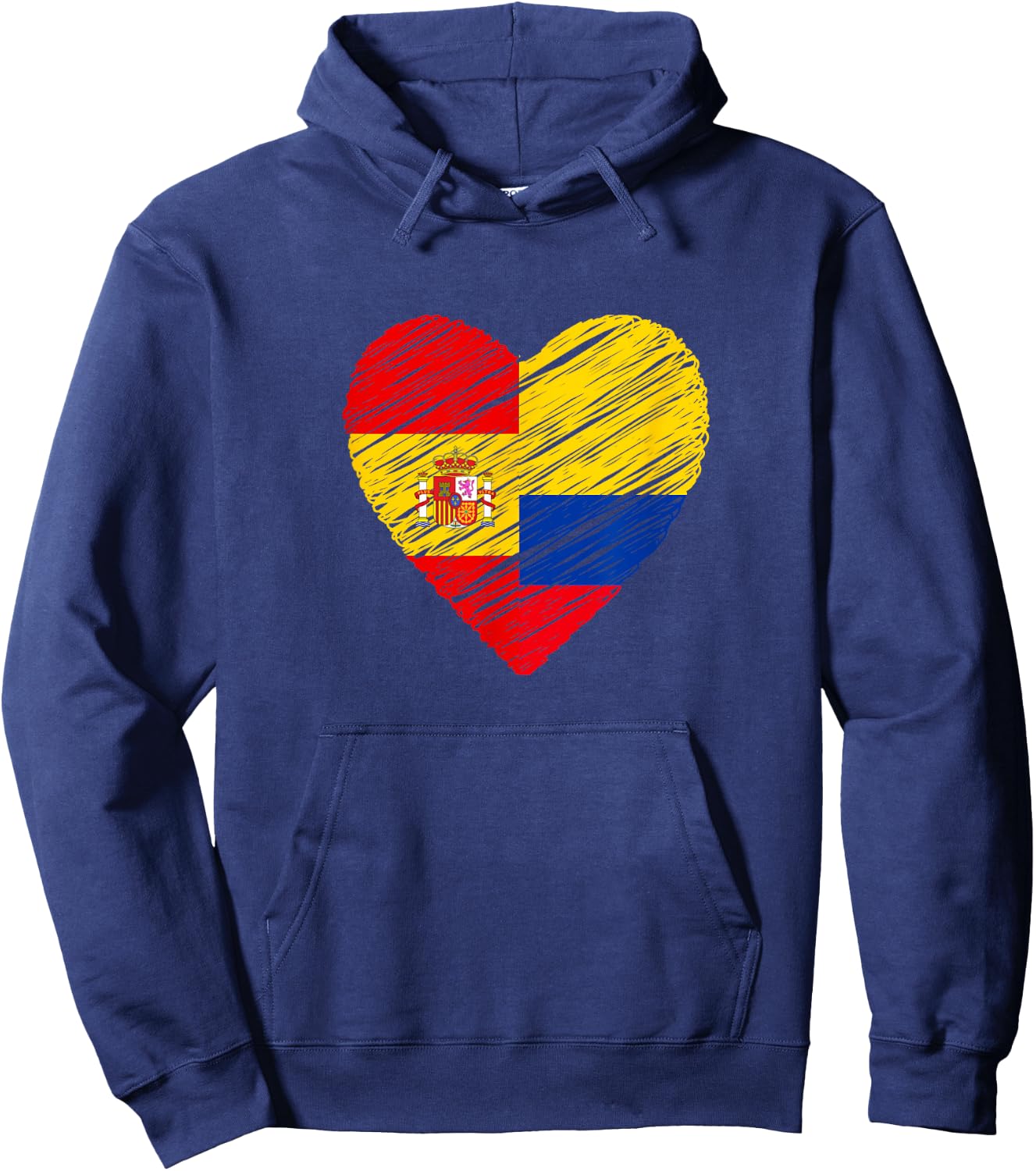 Colombia Spain Heart Spanish Flag Colombian Flag Love Heart Hoodie - Hoodie | Navy