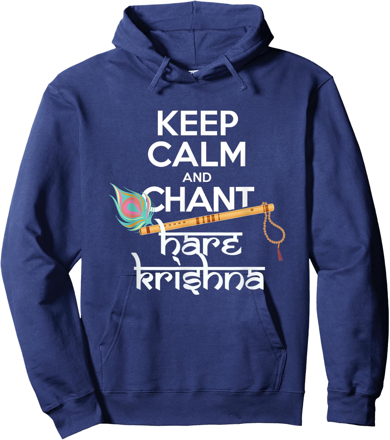 Keep Calm and Chant Hare Krishna Mantra Chanting Hinduism Hoodie - Hoodie | Navy