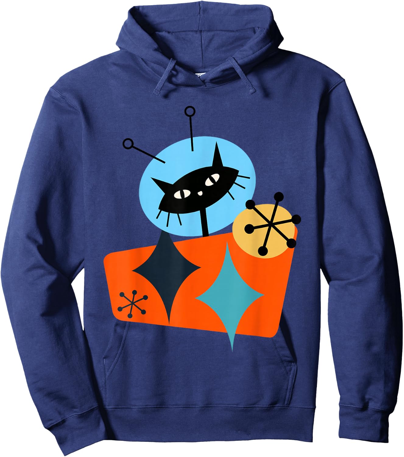 Cat Astronaut Space Retro Atomic Age Mid-Century Modern Hoodie - Hoodie | Navy