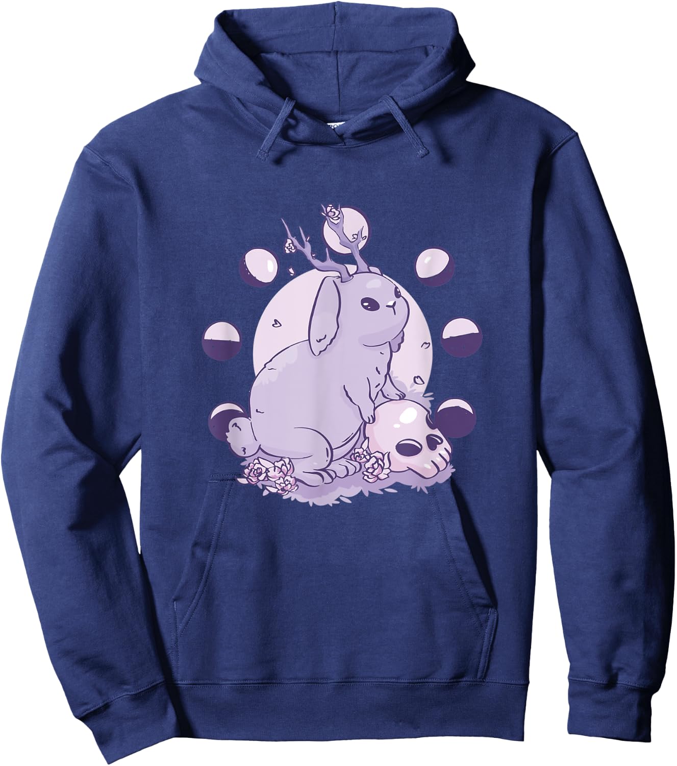 Occult moon phases deer rabbit myth skull Hoodie - Hoodie | Navy