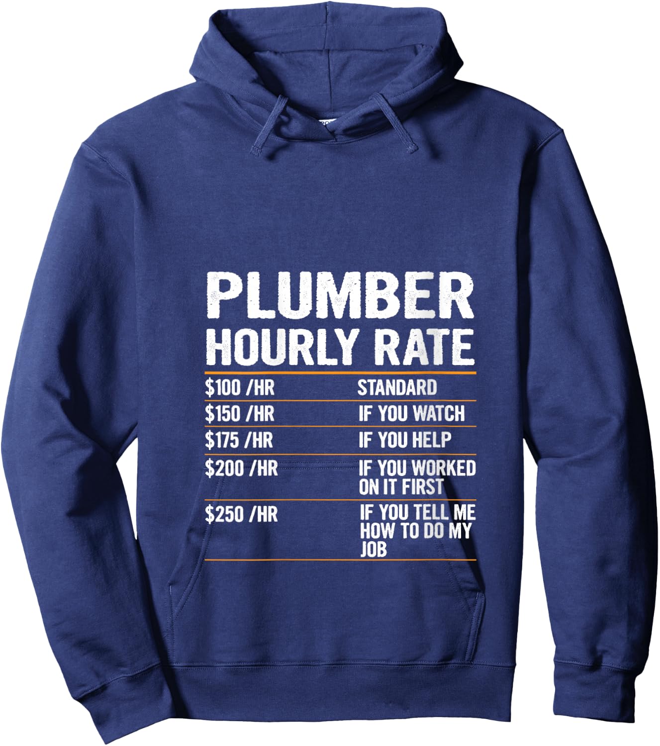 Labor Rates Plumber Hourly Rate Outfit for Plumber V-Neck Hoodie - Hoodie | Navy