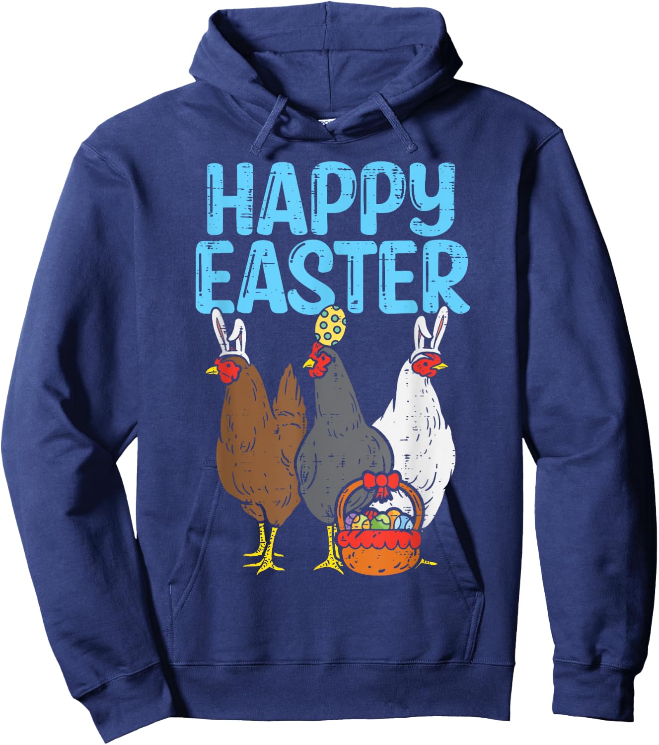 Happy Easter Chicken Bunnies Egg Poultry Farm Animal Farmer Hoodie - Hoodie | Navy