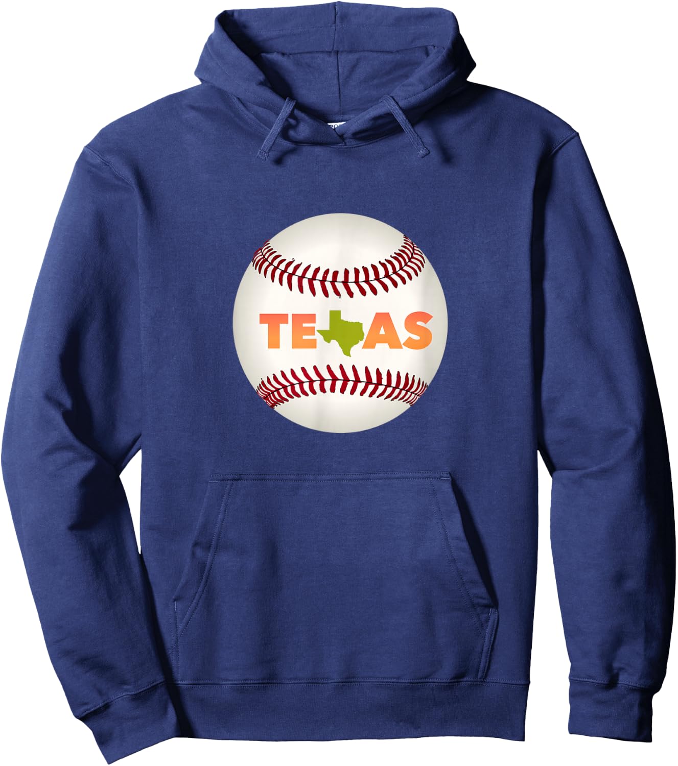 Texas Baseball Cool Font on Giant Ranger Ball Design Hoodie - Hoodie | Navy