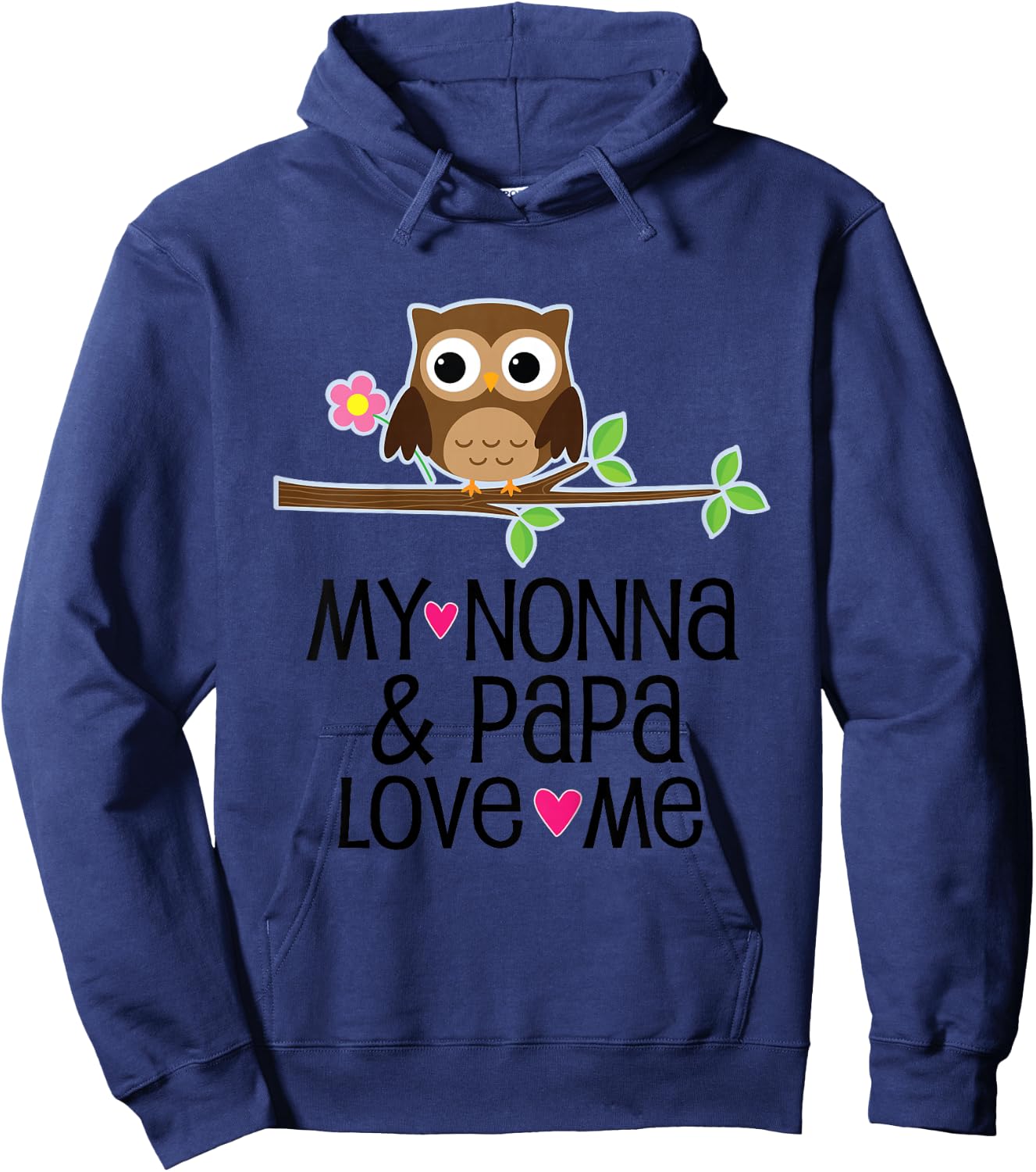Kids My Nonna and Papa Love Me Grandchild Owl Hoodie - Hoodie | Navy