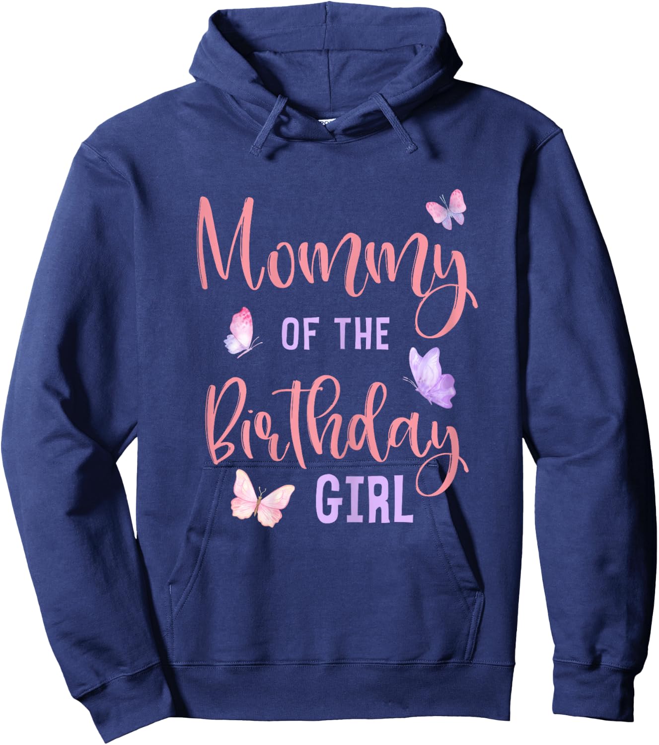 Mommy of The Birthday Girl Butterfly Party Matching Family Hoodie - Hoodie | Navy