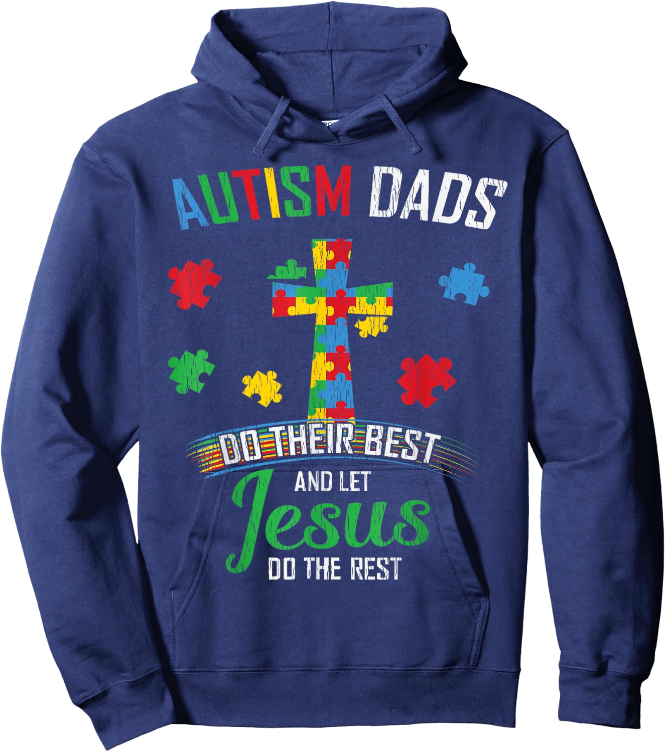 Autism Dad Son Father Autistic Kid Awareness Jesus Christian Hoodie - Hoodie | Navy