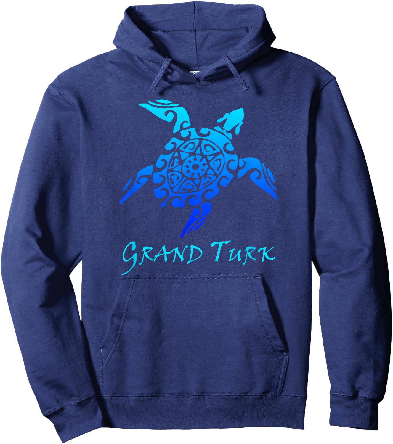 Grand Turk, Turks & Caicos Vintage Tribal Turtle Vacation Hoodie - Hoodie | Navy