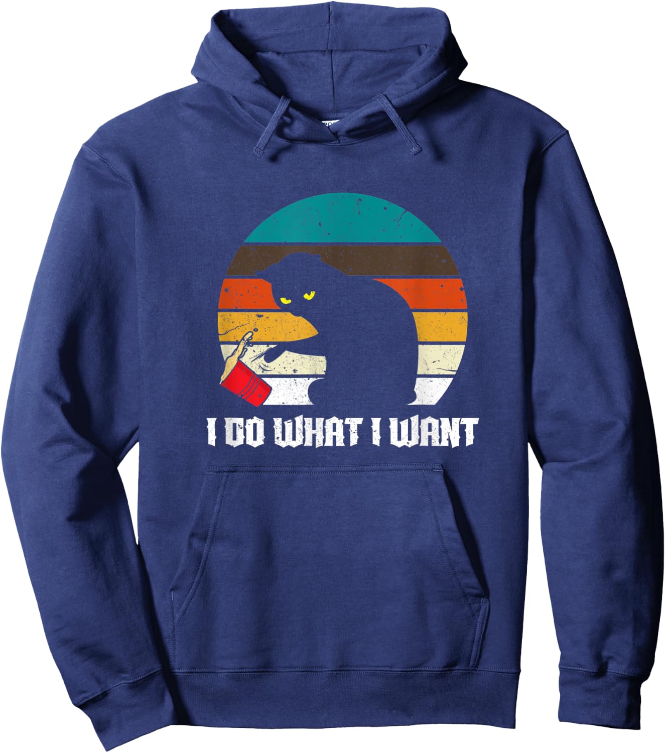 I Do What I Want Black Owner Cat Vintage Pet design design Women Hoodie - Hoodie | Navy
