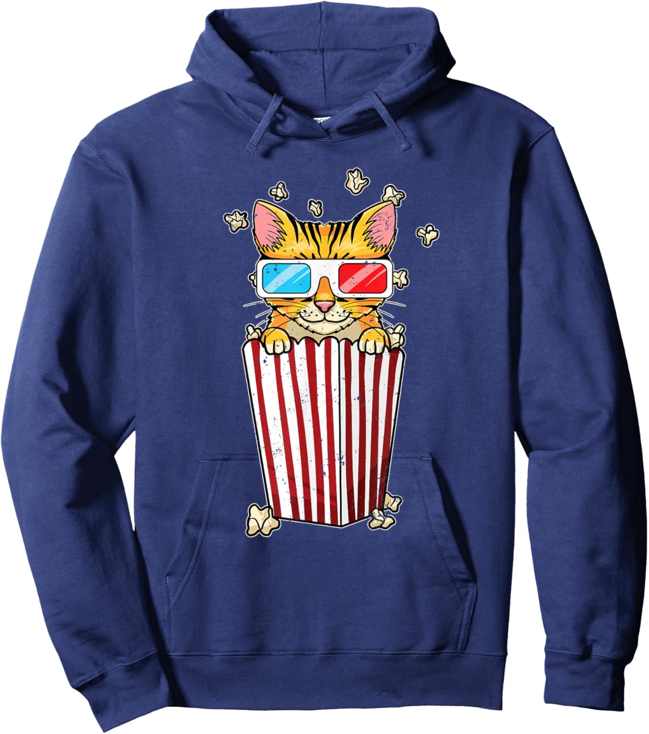 Funny Cat Movies Pun Film Fan Funny Movie Theater Popcorn Hoodie - Hoodie | Navy