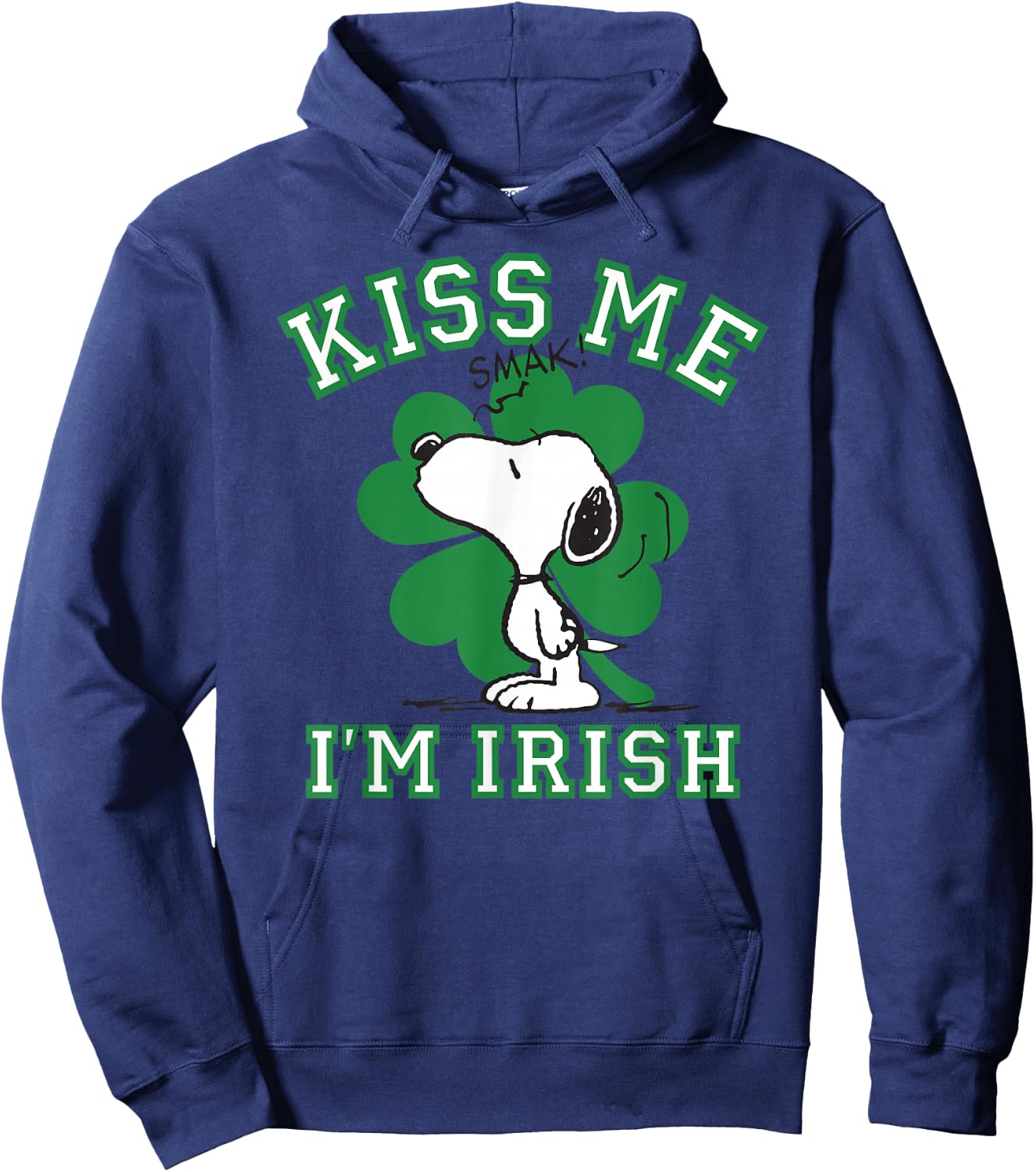 Peanuts Snoopy Kiss Me I'm Irish Clover Hoodie - Hoodie | Navy